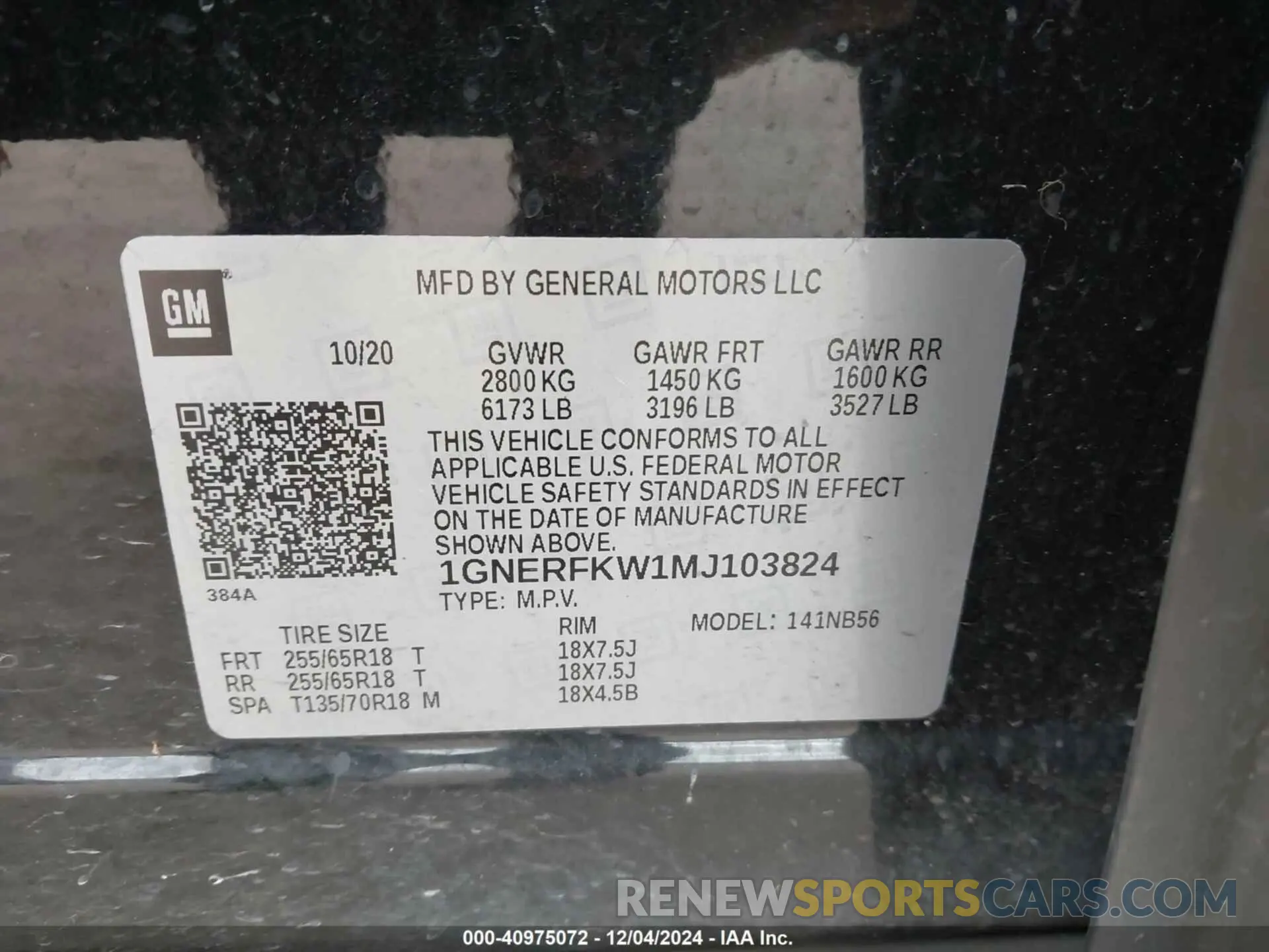 9 Photograph of a damaged car 1GNERFKW1MJ103824 CHEVROLET TRAVERSE 2021