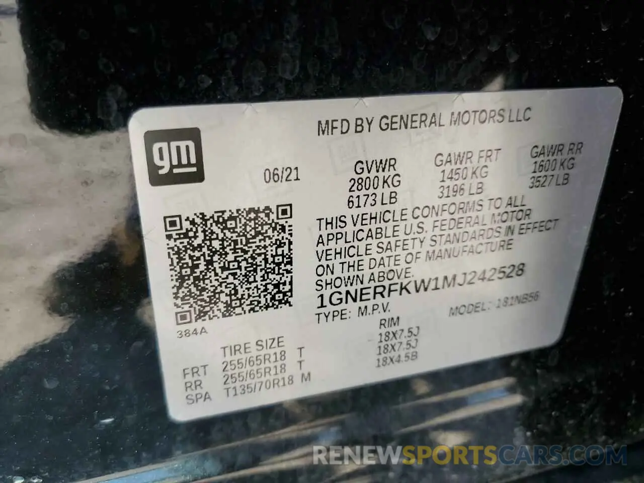 13 Photograph of a damaged car 1GNERFKW1MJ242528 CHEVROLET TRAVERSE 2021