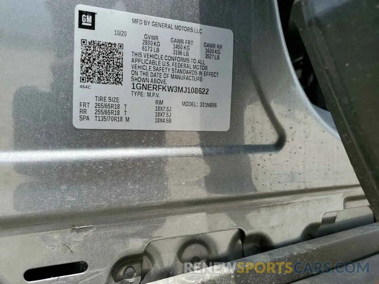13 Photograph of a damaged car 1GNERFKW3MJ108622 CHEVROLET TRAVERSE 2021