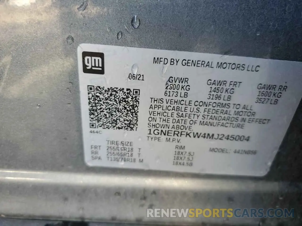 13 Photograph of a damaged car 1GNERFKW4MJ245004 CHEVROLET TRAVERSE 2021