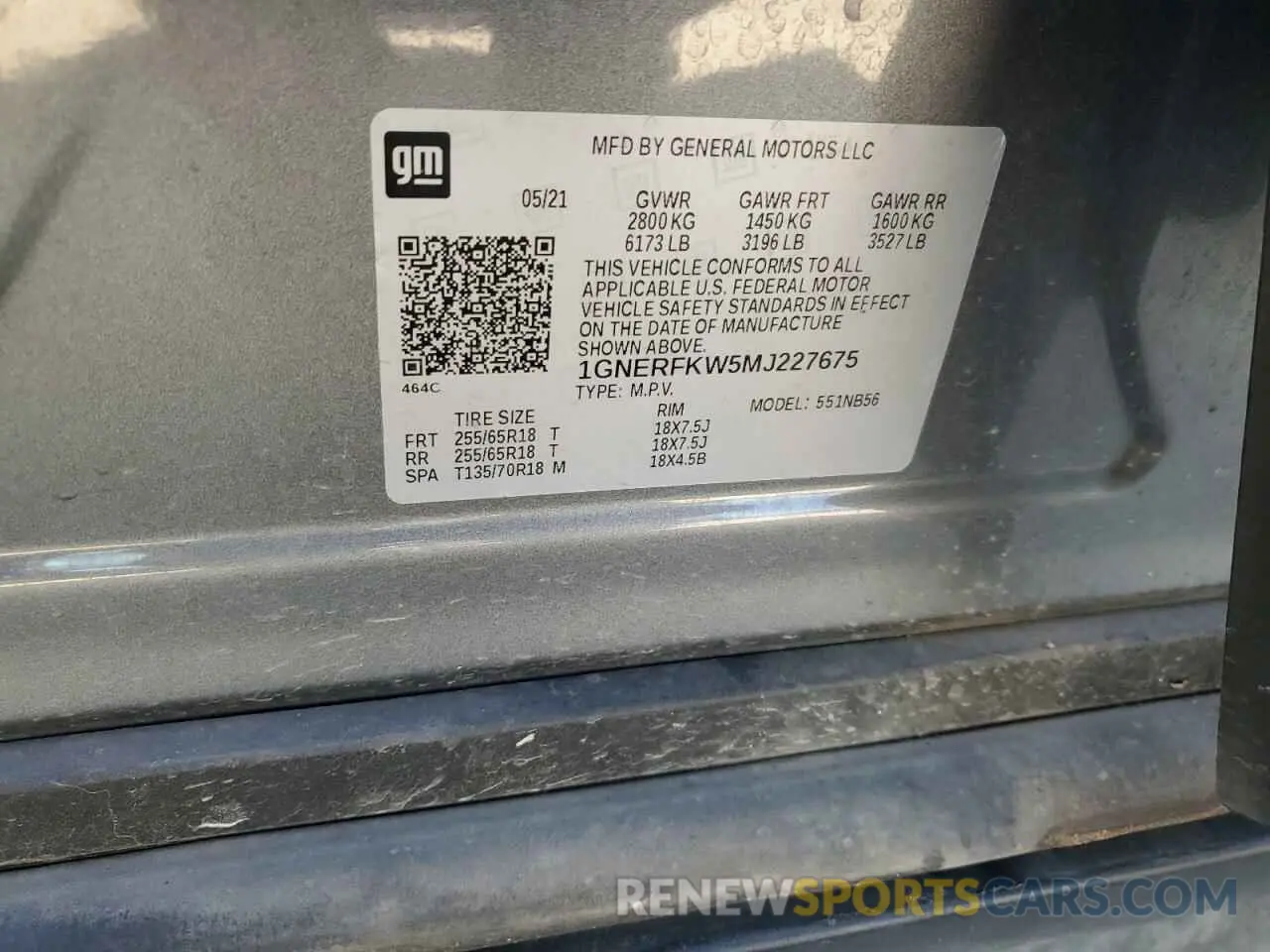 13 Photograph of a damaged car 1GNERFKW5MJ227675 CHEVROLET TRAVERSE 2021
