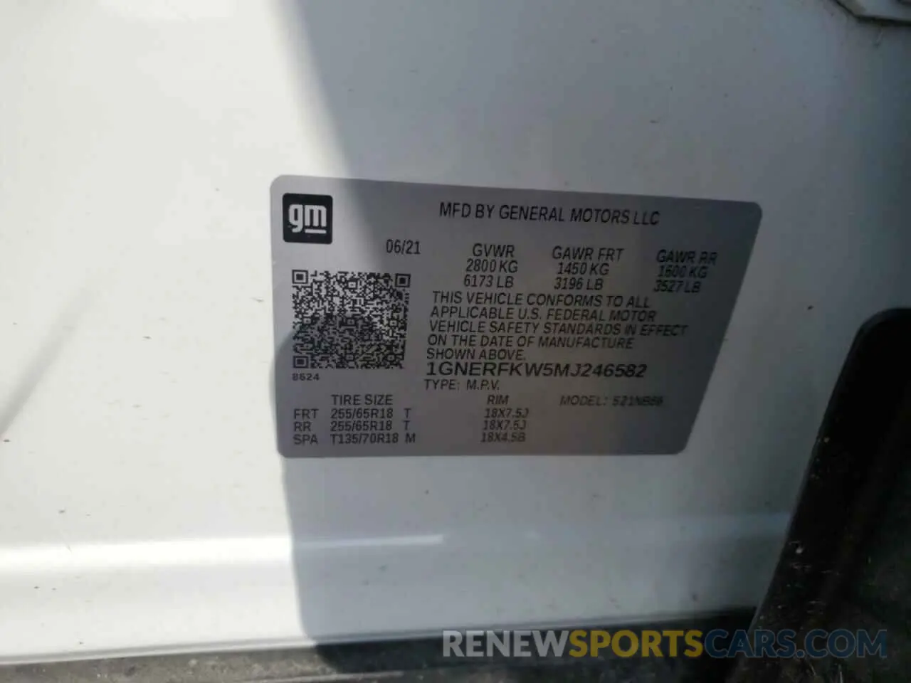 13 Photograph of a damaged car 1GNERFKW5MJ246582 CHEVROLET TRAVERSE 2021