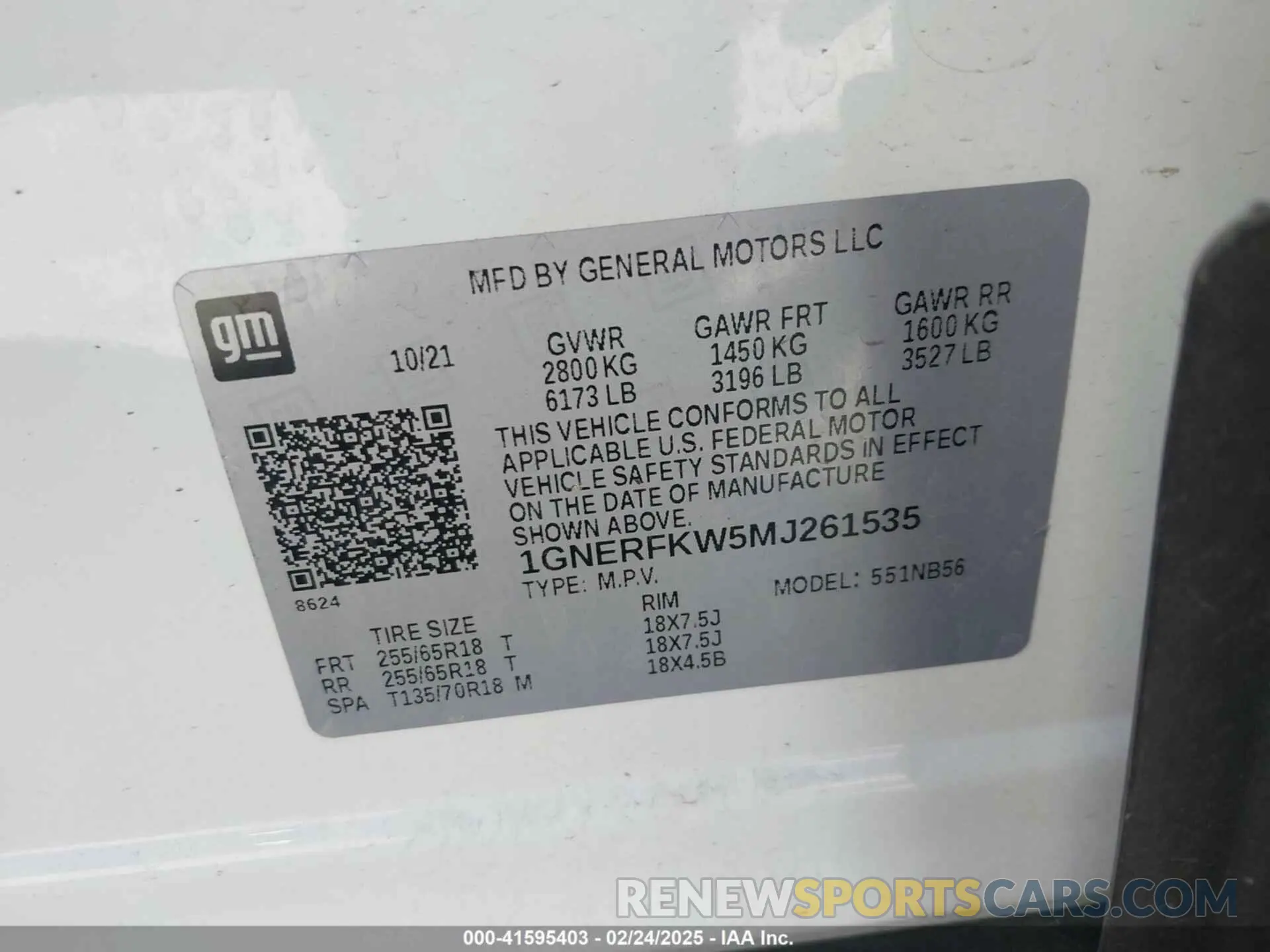 9 Photograph of a damaged car 1GNERFKW5MJ261535 CHEVROLET TRAVERSE 2021