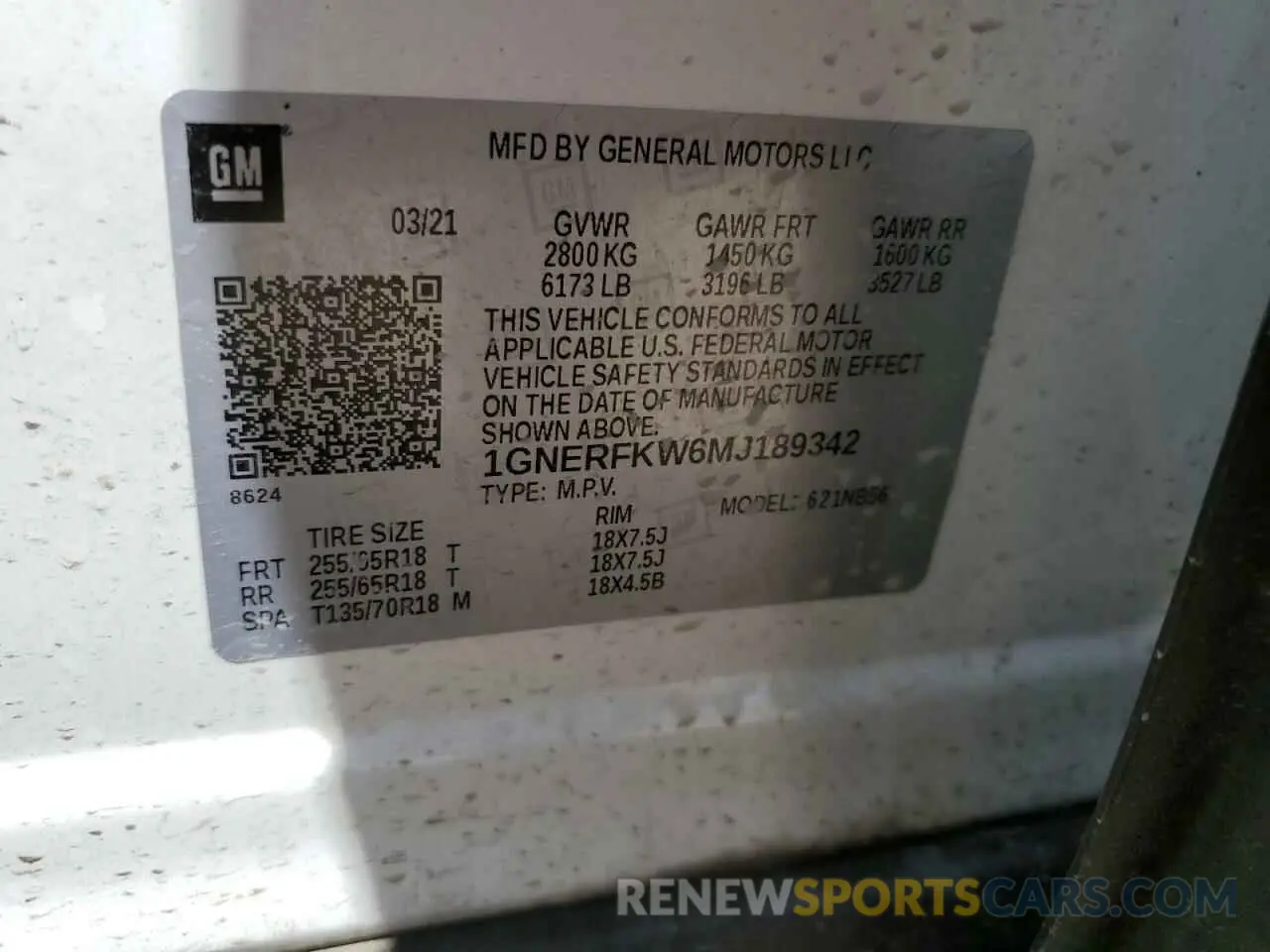 13 Photograph of a damaged car 1GNERFKW6MJ189342 CHEVROLET TRAVERSE 2021