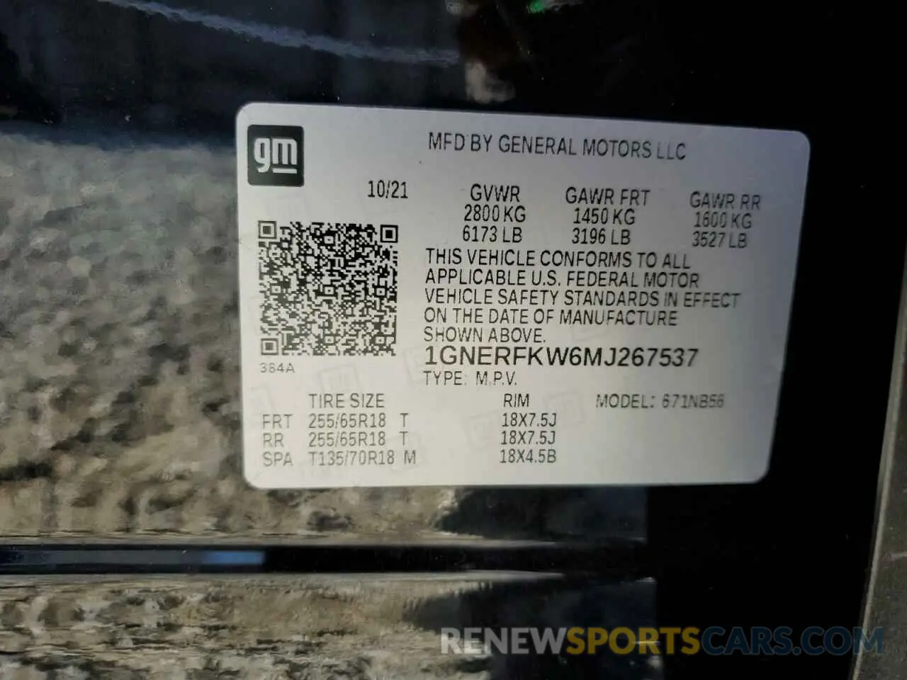15 Photograph of a damaged car 1GNERFKW6MJ267537 CHEVROLET TRAVERSE 2021
