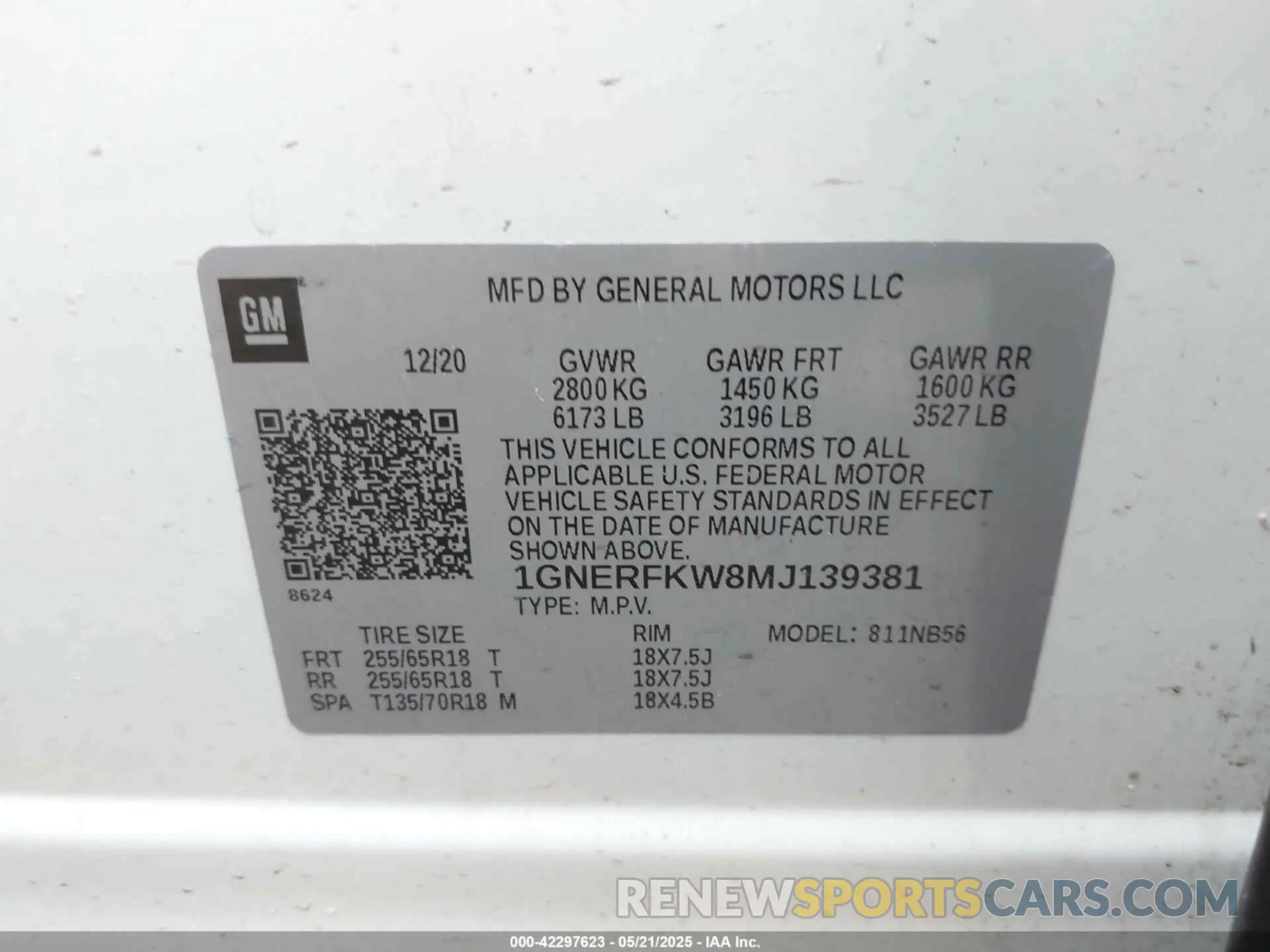 9 Photograph of a damaged car 1GNERFKW8MJ139381 CHEVROLET TRAVERSE 2021