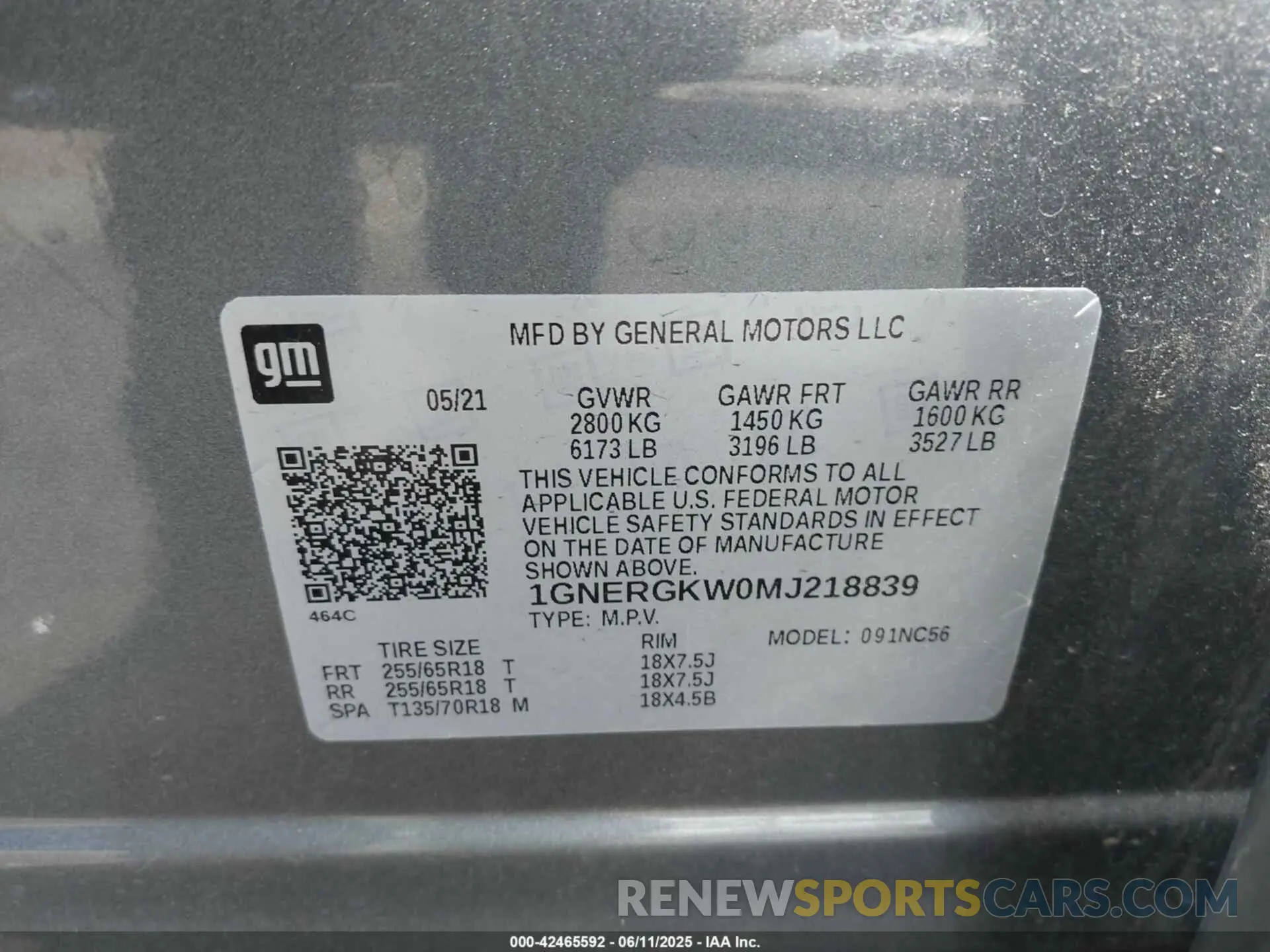 9 Photograph of a damaged car 1GNERGKW0MJ218839 CHEVROLET TRAVERSE 2021