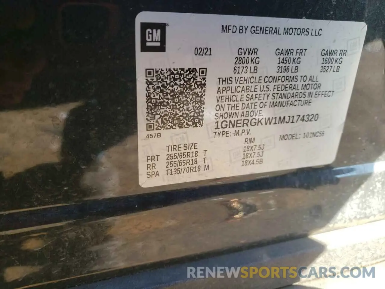 13 Photograph of a damaged car 1GNERGKW1MJ174320 CHEVROLET TRAVERSE 2021