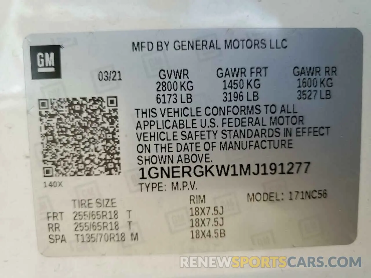 14 Photograph of a damaged car 1GNERGKW1MJ191277 CHEVROLET TRAVERSE 2021