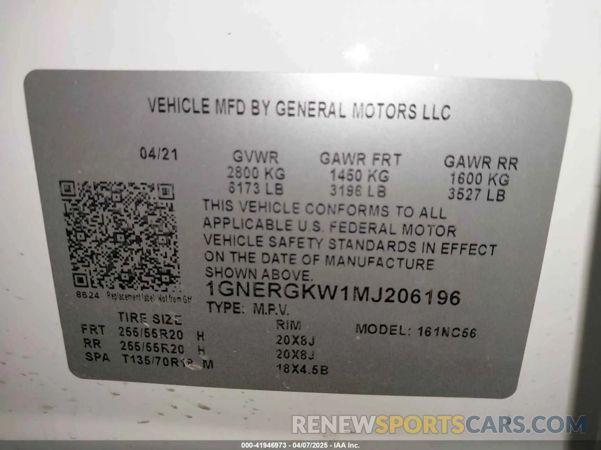 9 Photograph of a damaged car 1GNERGKW1MJ206196 CHEVROLET TRAVERSE 2021