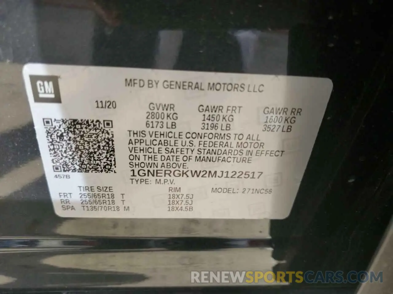 13 Photograph of a damaged car 1GNERGKW2MJ122517 CHEVROLET TRAVERSE 2021