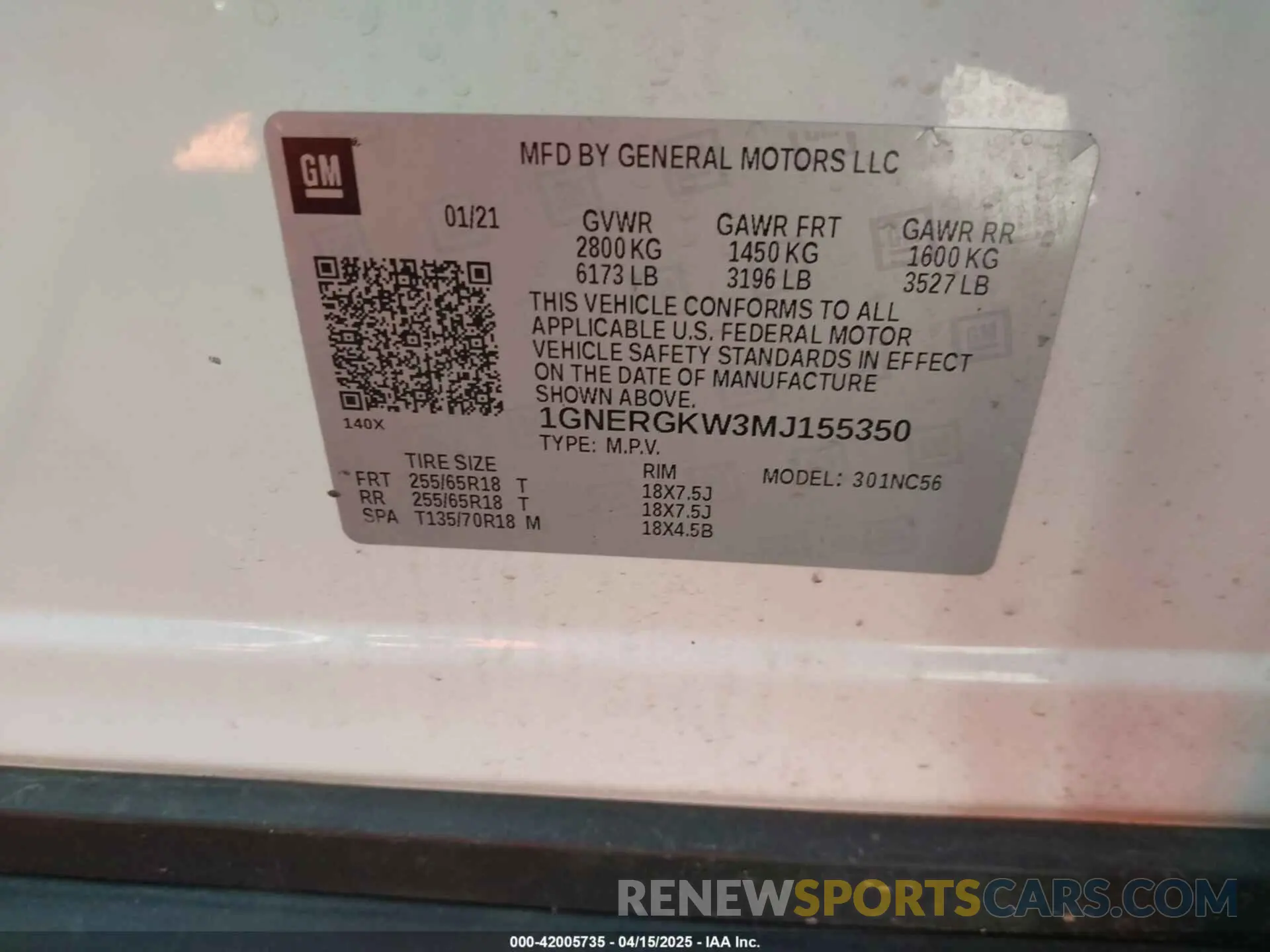 9 Photograph of a damaged car 1GNERGKW3MJ155350 CHEVROLET TRAVERSE 2021