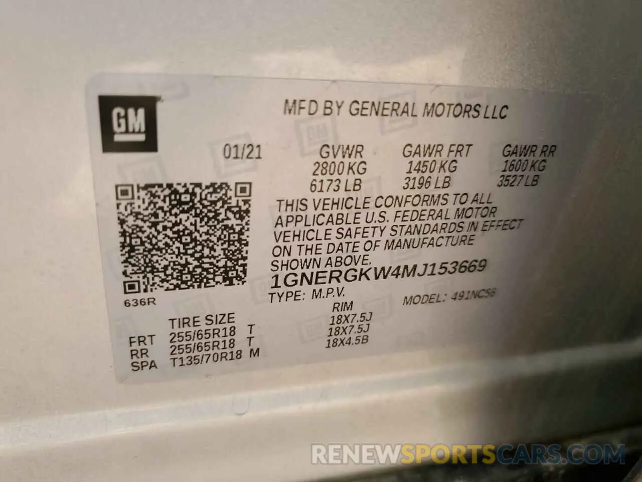 14 Photograph of a damaged car 1GNERGKW4MJ153669 CHEVROLET TRAVERSE 2021