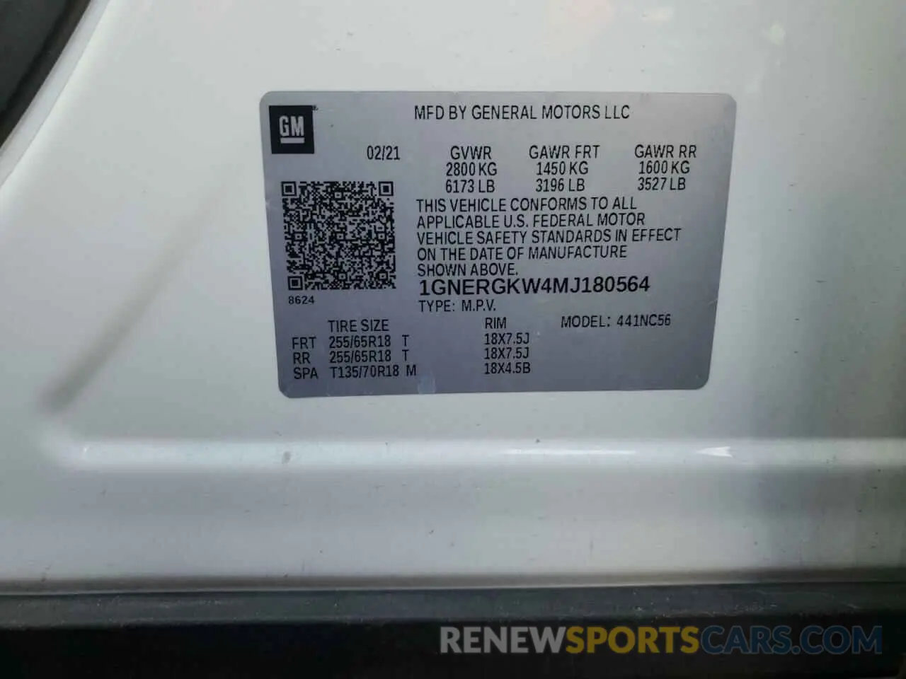 13 Photograph of a damaged car 1GNERGKW4MJ180564 CHEVROLET TRAVERSE 2021