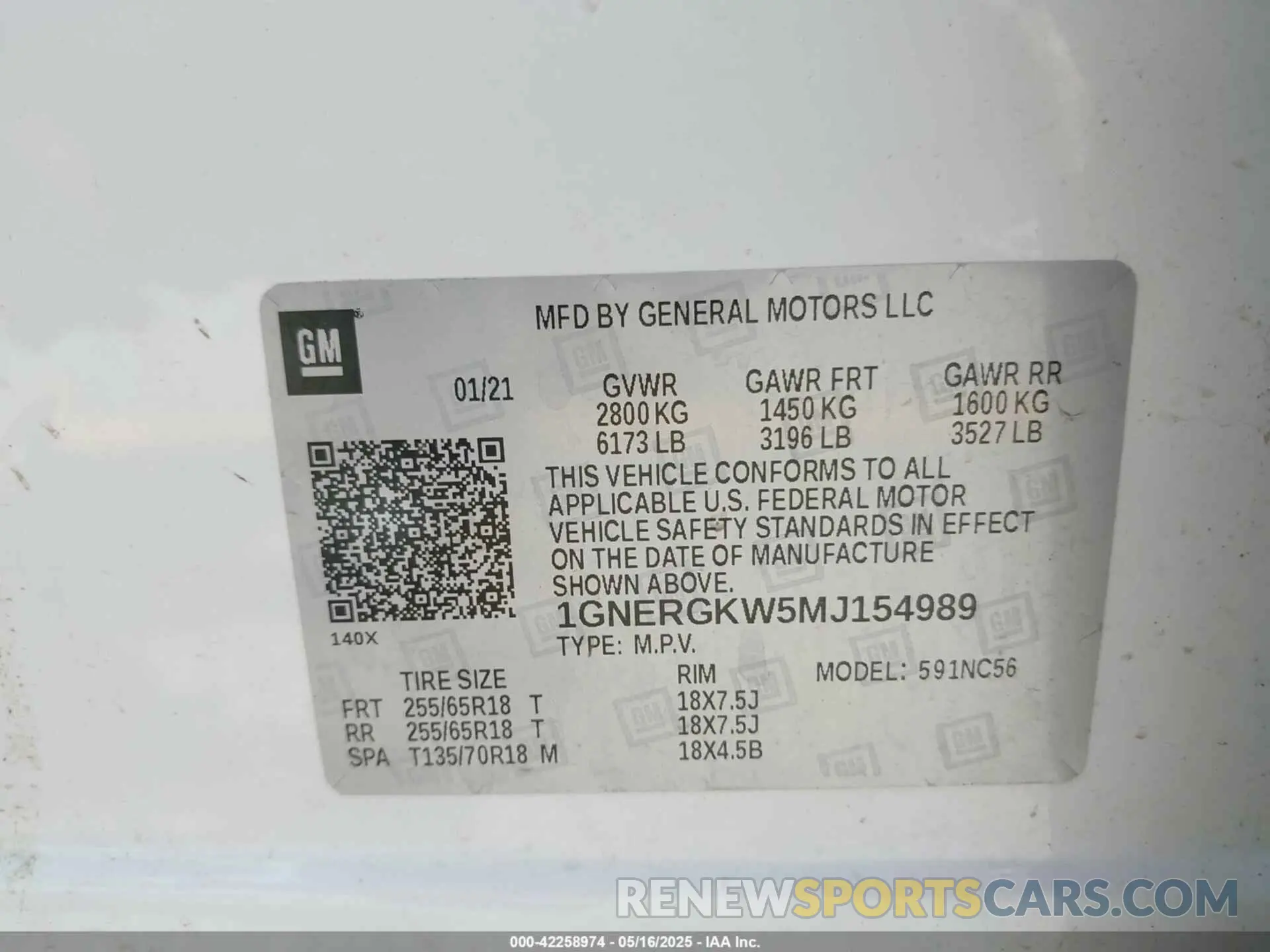 9 Photograph of a damaged car 1GNERGKW5MJ154989 CHEVROLET TRAVERSE 2021