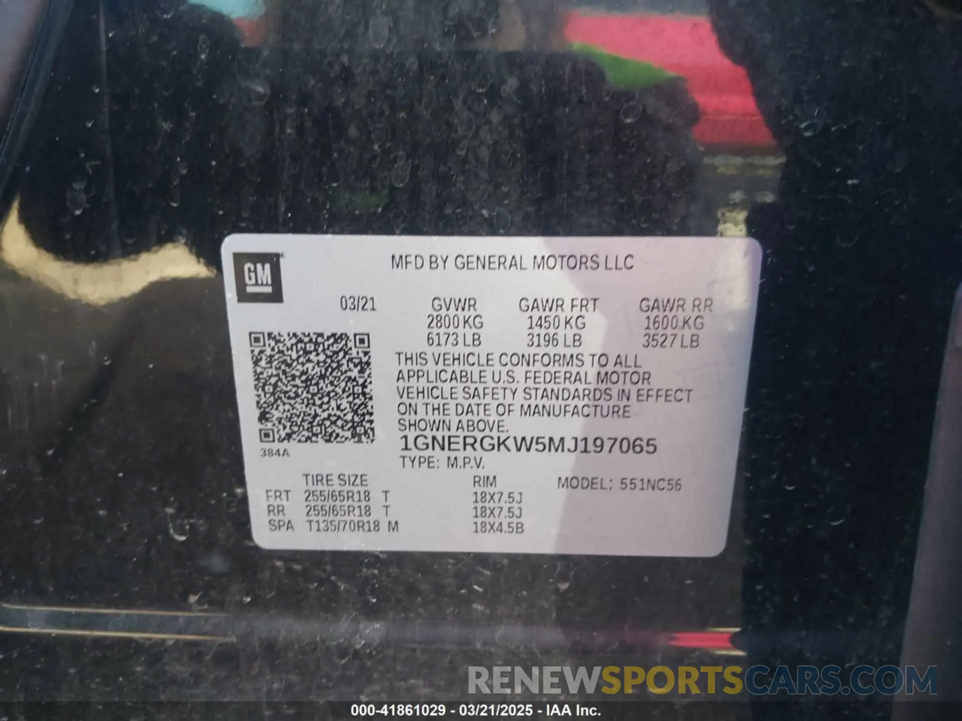 9 Photograph of a damaged car 1GNERGKW5MJ197065 CHEVROLET TRAVERSE 2021