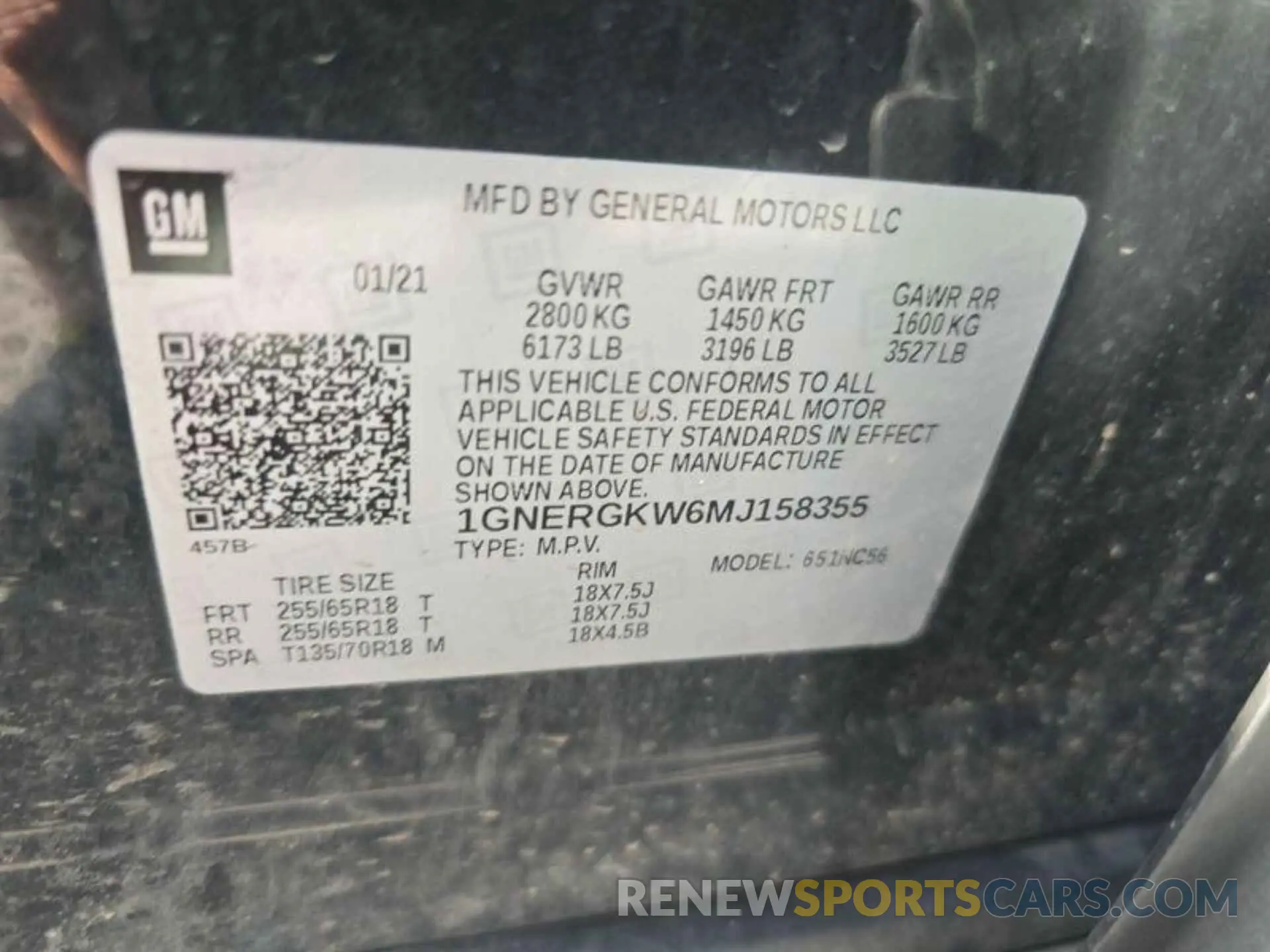10 Photograph of a damaged car 1GNERGKW6MJ158355 CHEVROLET TRAVERSE 2021