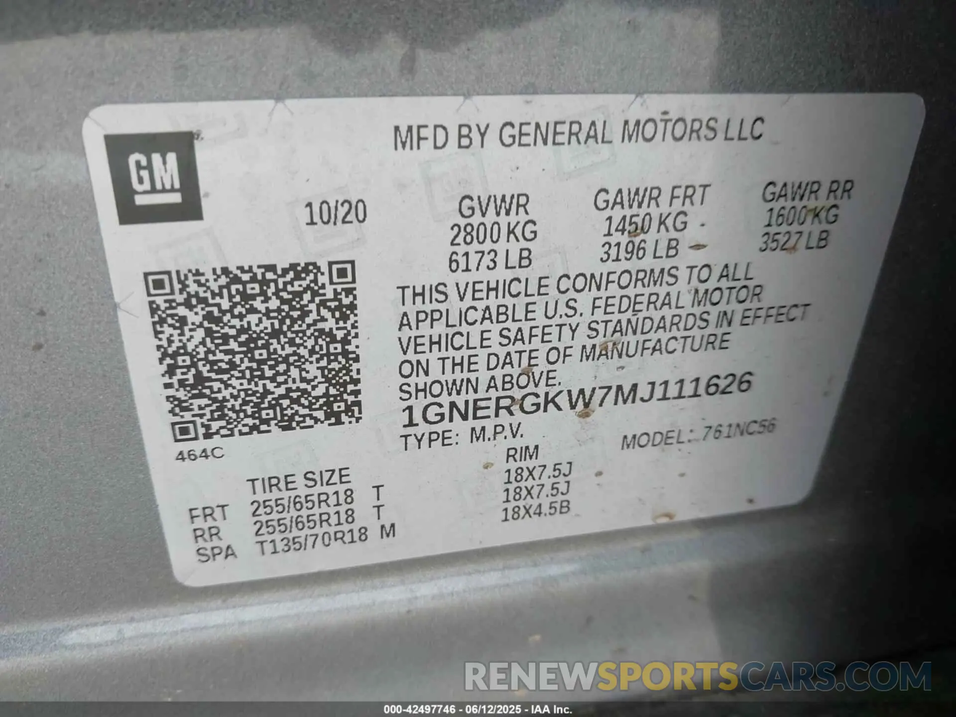 9 Photograph of a damaged car 1GNERGKW7MJ111626 CHEVROLET TRAVERSE 2021
