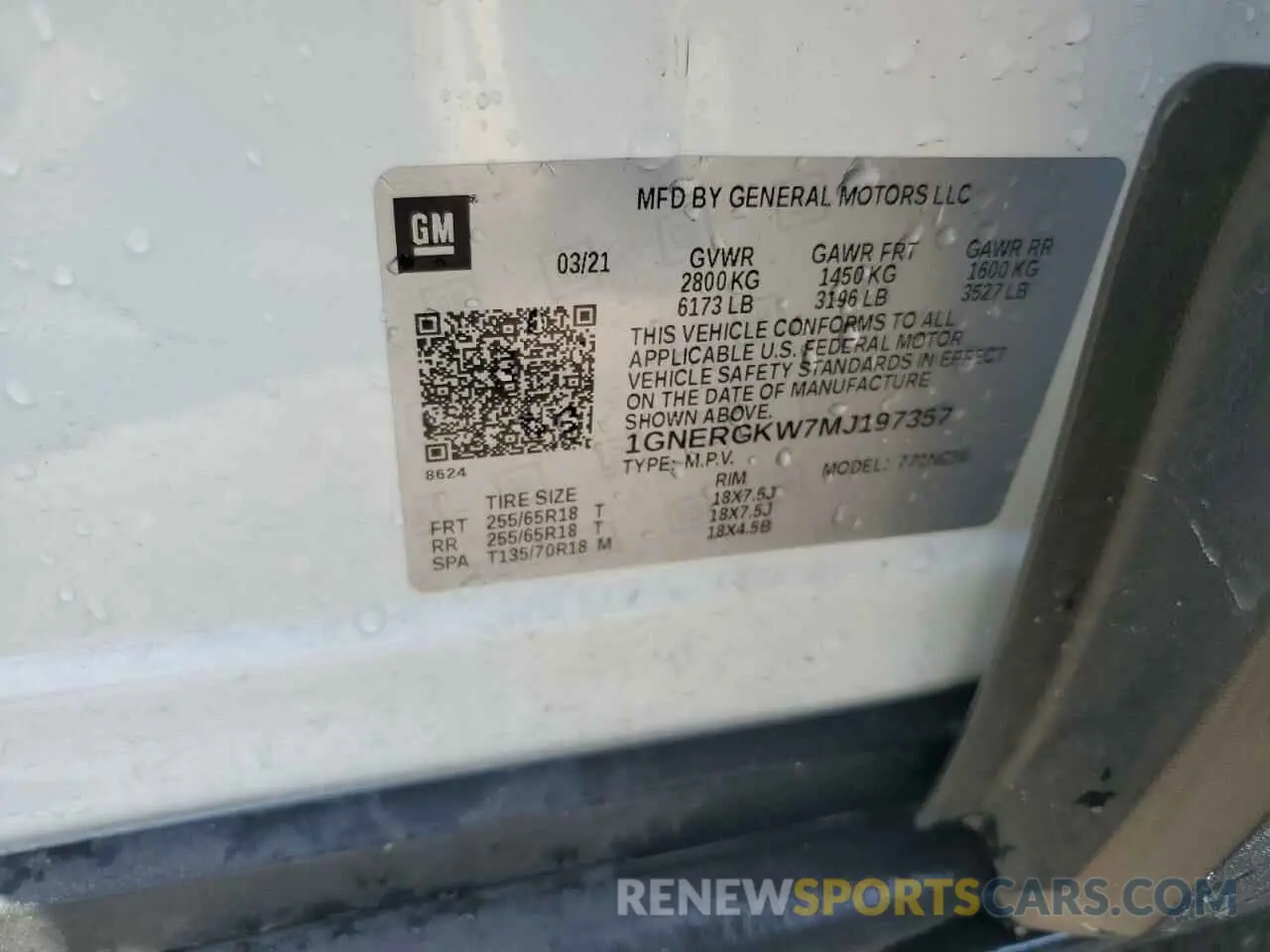13 Photograph of a damaged car 1GNERGKW7MJ197357 CHEVROLET TRAVERSE 2021