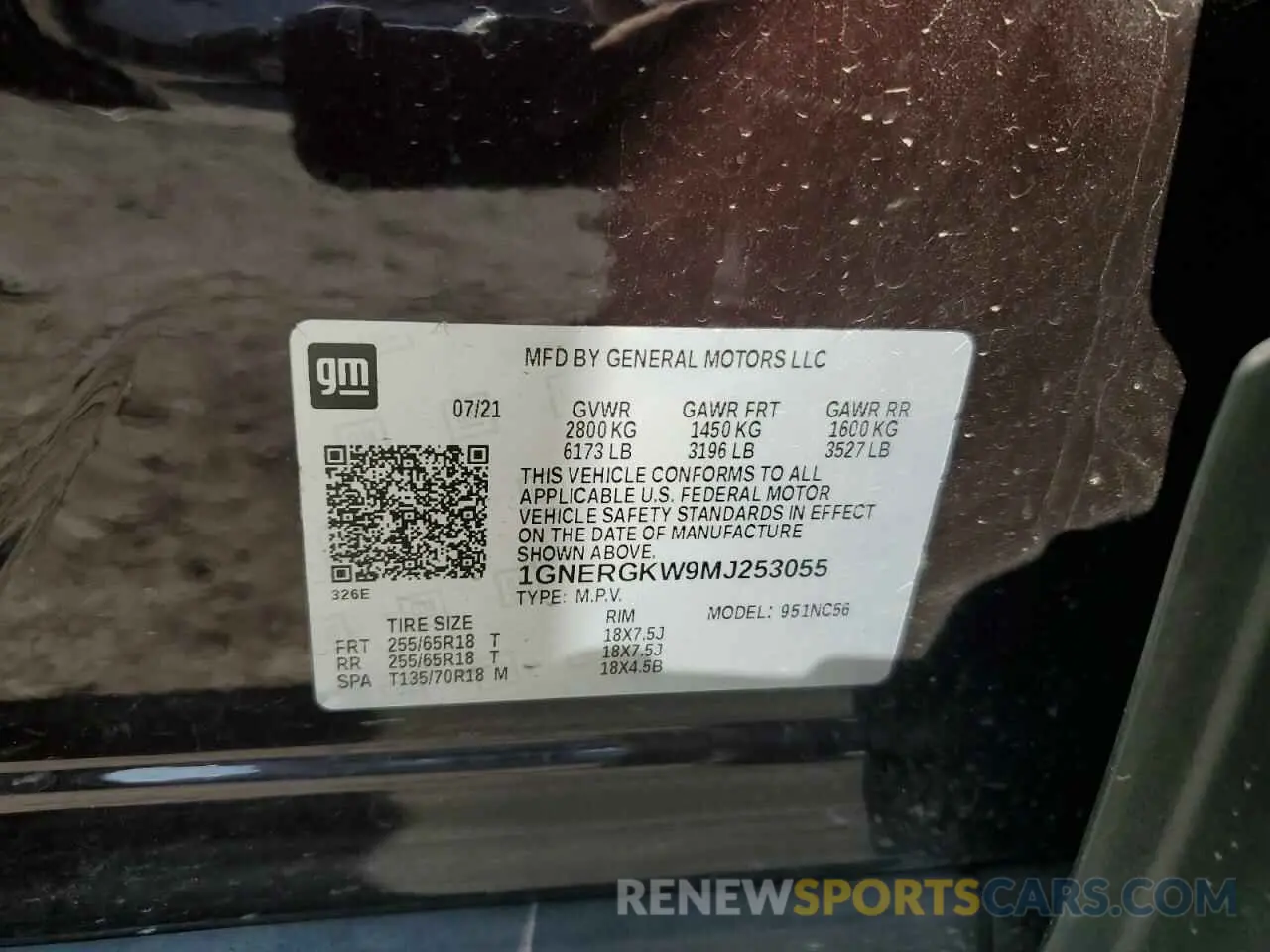13 Photograph of a damaged car 1GNERGKW9MJ253055 CHEVROLET TRAVERSE 2021