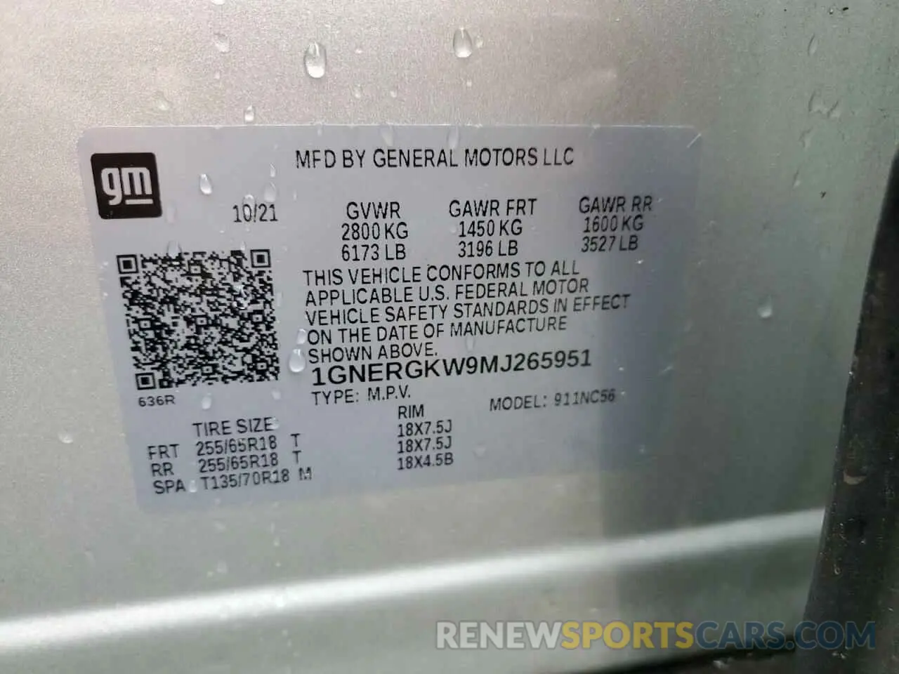 14 Photograph of a damaged car 1GNERGKW9MJ265951 CHEVROLET TRAVERSE 2021