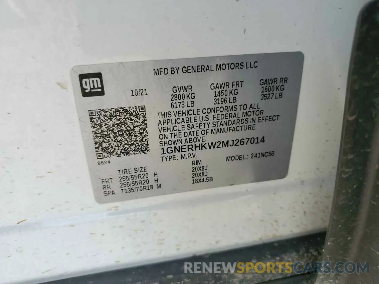 14 Photograph of a damaged car 1GNERHKW2MJ267014 CHEVROLET TRAVERSE 2021