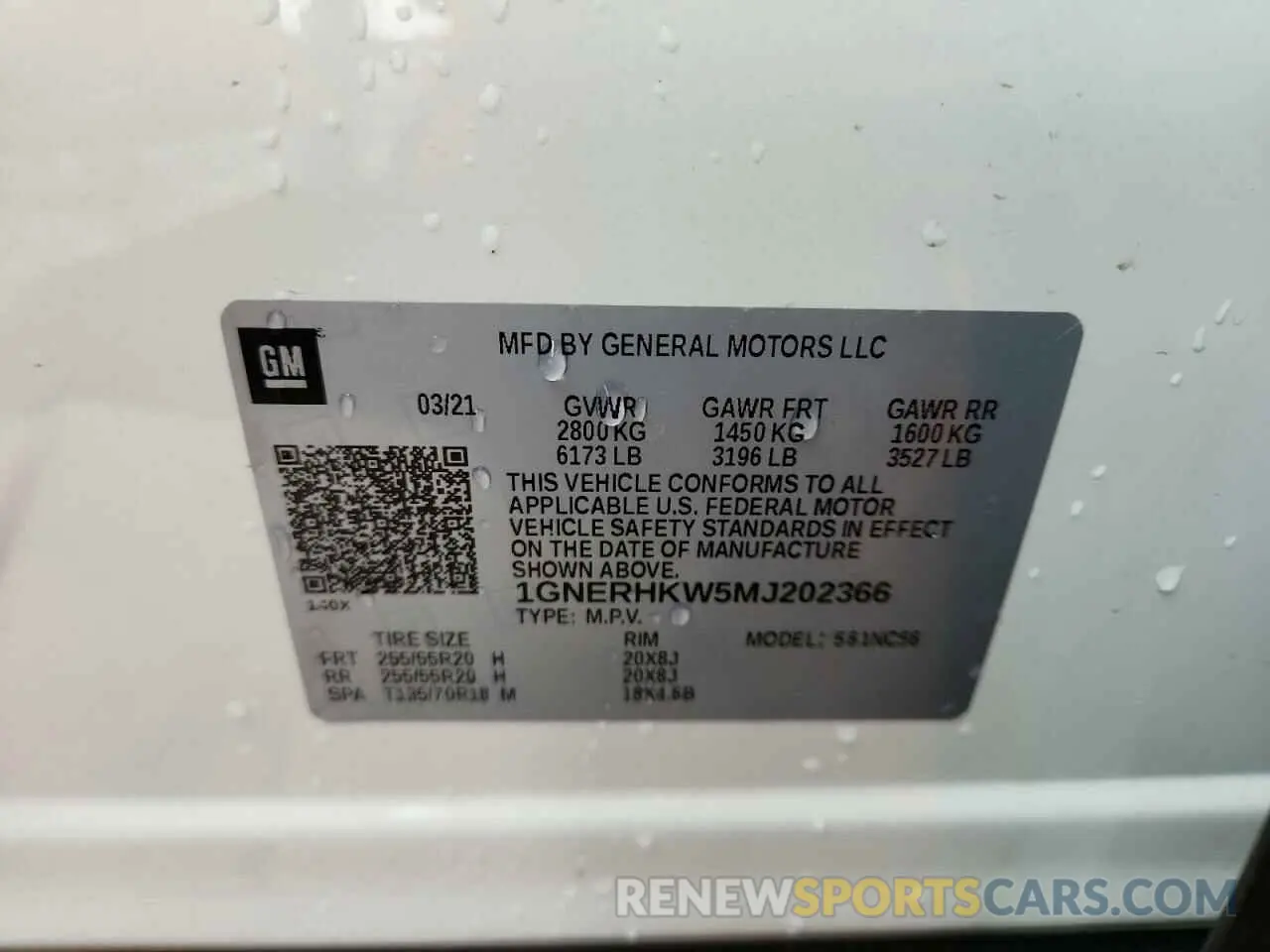 13 Photograph of a damaged car 1GNERHKW5MJ202366 CHEVROLET TRAVERSE 2021