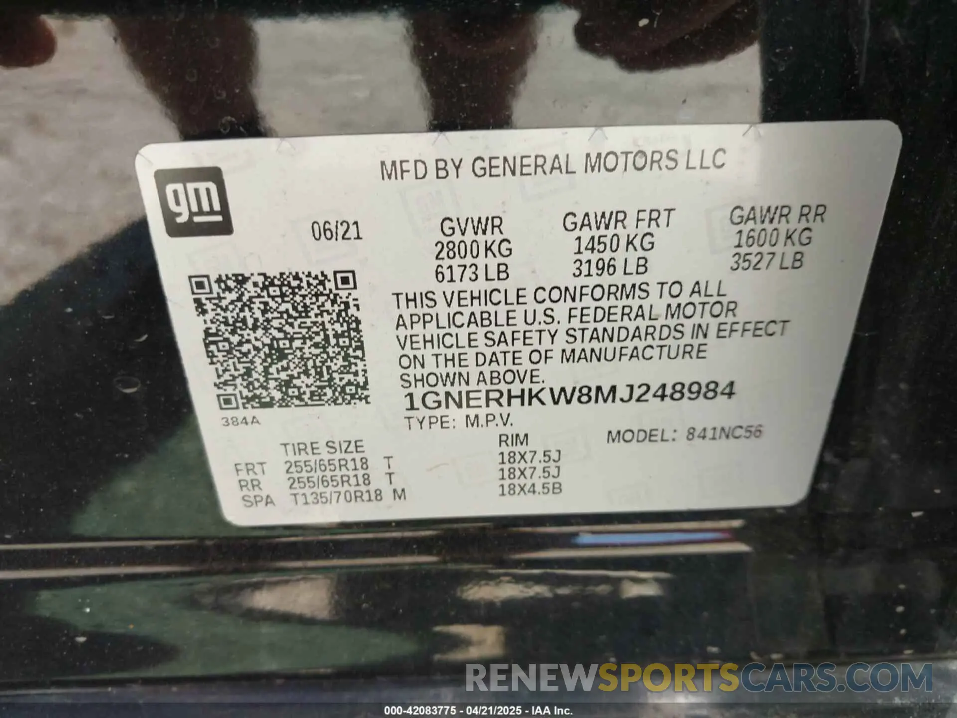 9 Photograph of a damaged car 1GNERHKW8MJ248984 CHEVROLET TRAVERSE 2021
