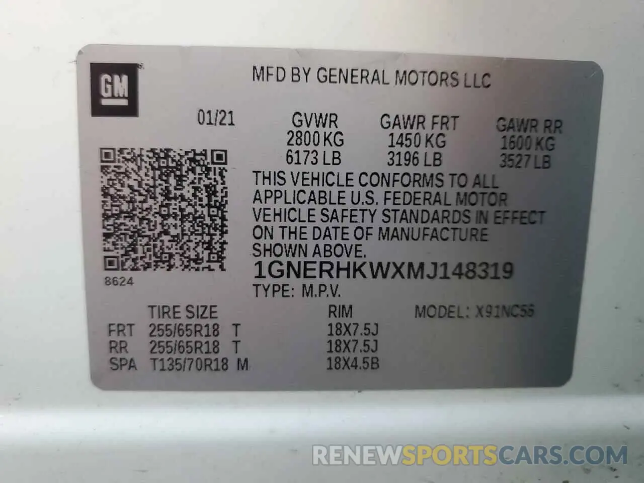 13 Photograph of a damaged car 1GNERHKWXMJ148319 CHEVROLET TRAVERSE 2021