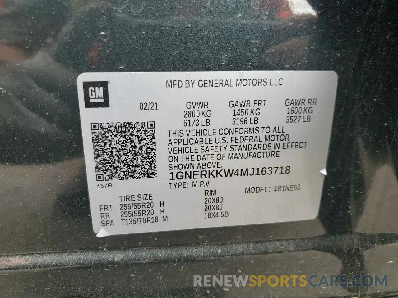 15 Photograph of a damaged car 1GNERKKW4MJ163718 CHEVROLET TRAVERSE 2021