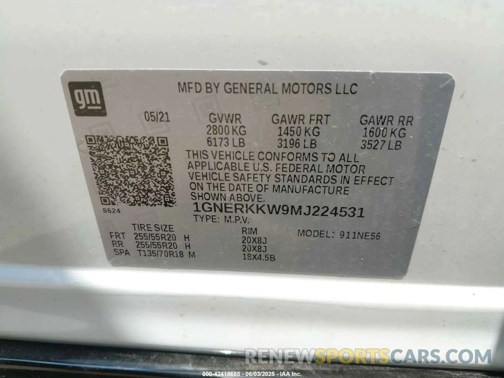 9 Photograph of a damaged car 1GNERKKW9MJ224531 CHEVROLET TRAVERSE 2021