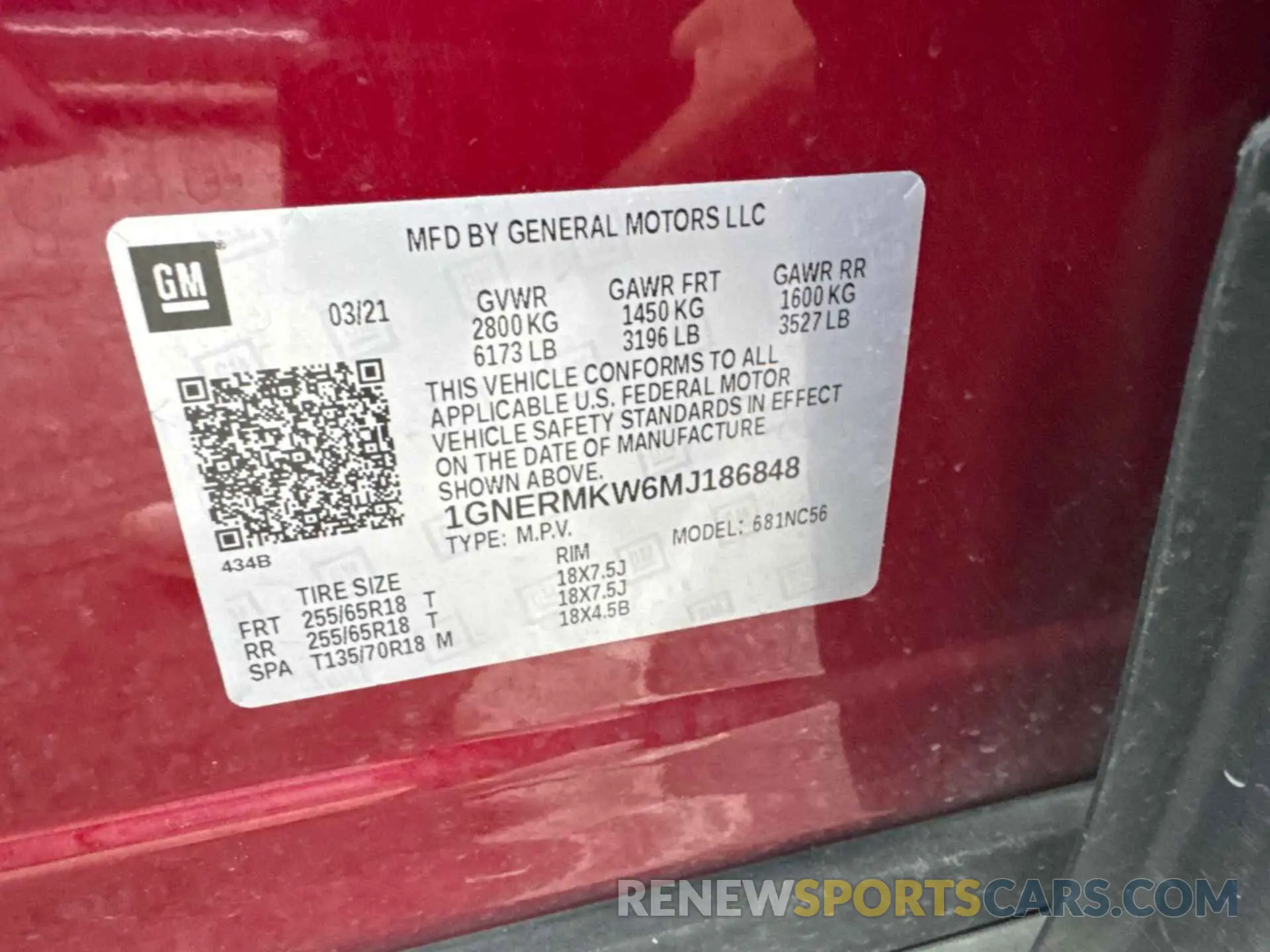 7 Photograph of a damaged car 1GNERMKW6MJ186848 CHEVROLET TRAVERSE 2021