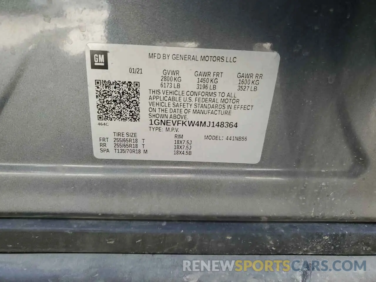 15 Photograph of a damaged car 1GNEVFKW4MJ148364 CHEVROLET TRAVERSE 2021