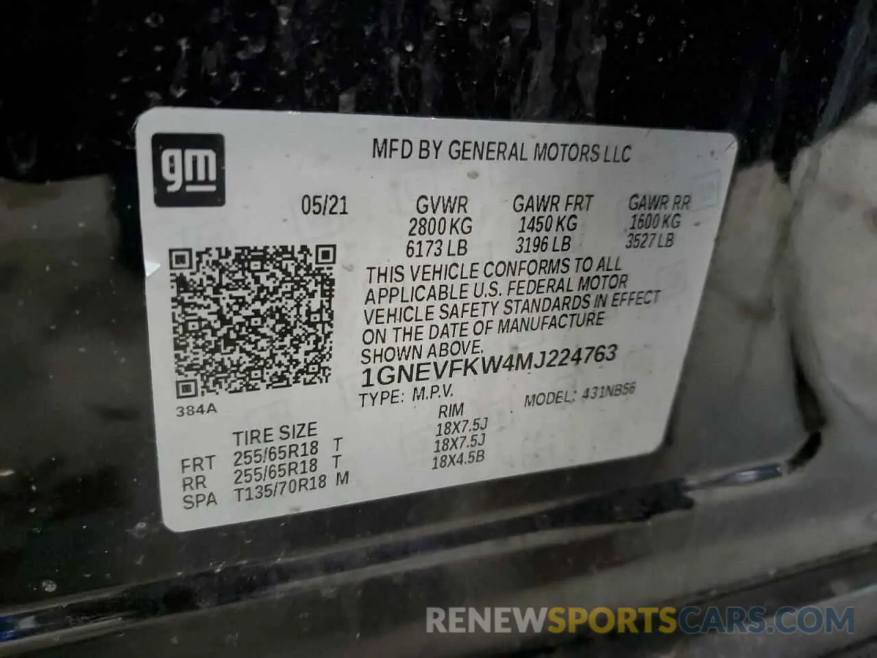 13 Photograph of a damaged car 1GNEVFKW4MJ224763 CHEVROLET TRAVERSE 2021