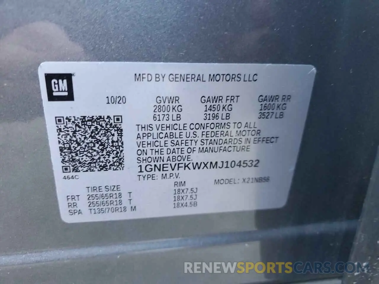 13 Photograph of a damaged car 1GNEVFKWXMJ104532 CHEVROLET TRAVERSE 2021