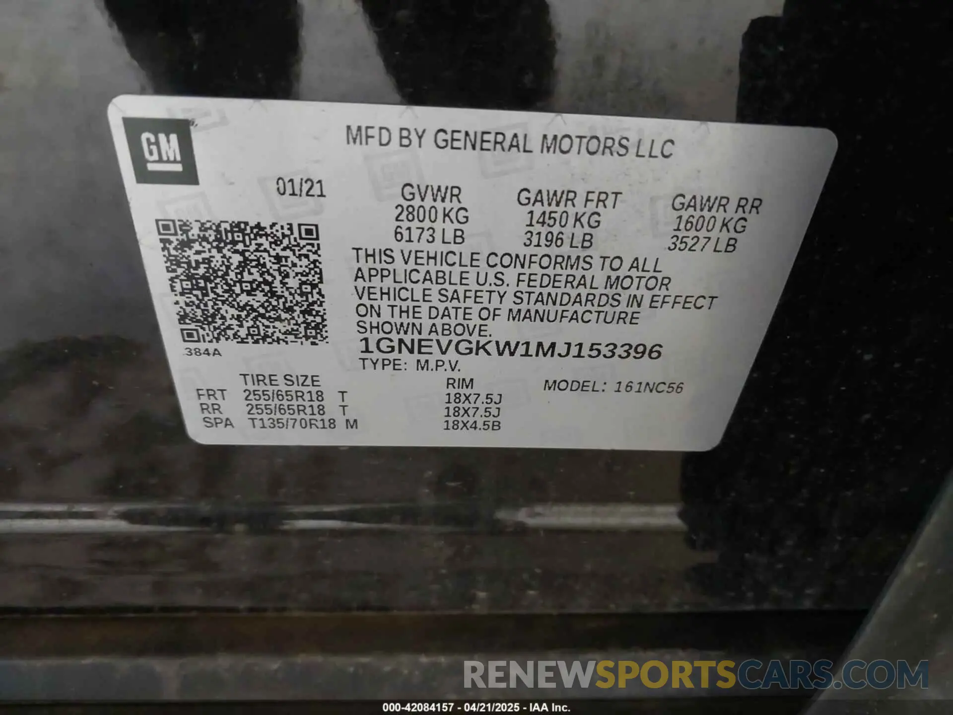 9 Photograph of a damaged car 1GNEVGKW1MJ153396 CHEVROLET TRAVERSE 2021