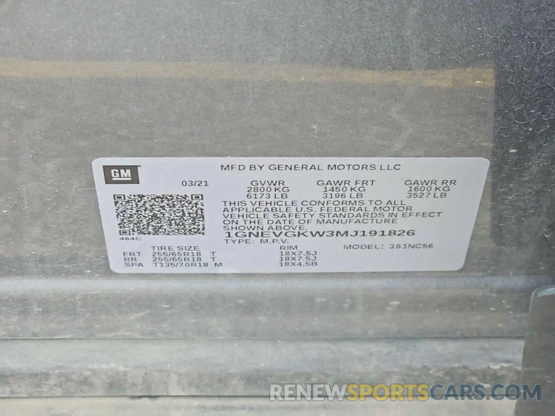 9 Photograph of a damaged car 1GNEVGKW3MJ191826 CHEVROLET TRAVERSE 2021
