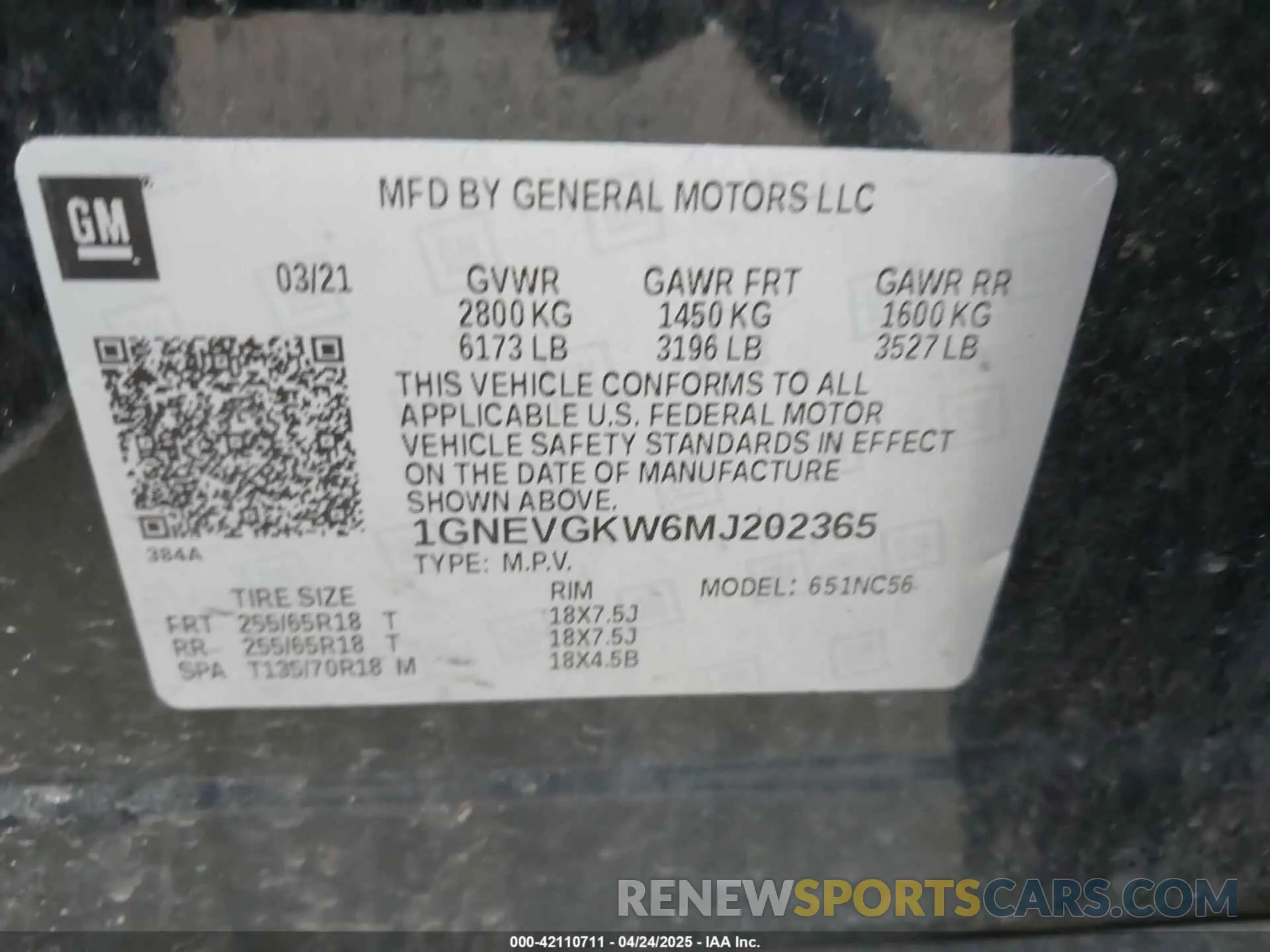 9 Photograph of a damaged car 1GNEVGKW6MJ202365 CHEVROLET TRAVERSE 2021