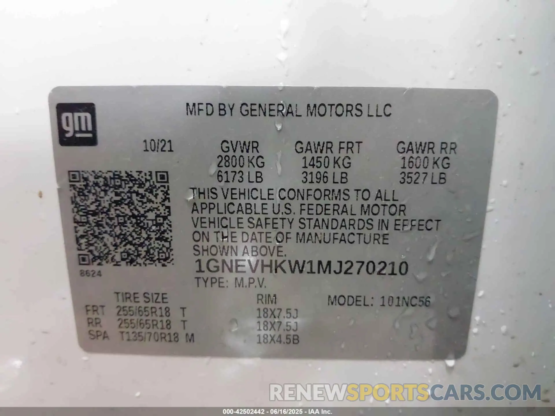 9 Photograph of a damaged car 1GNEVHKW1MJ270210 CHEVROLET TRAVERSE 2021