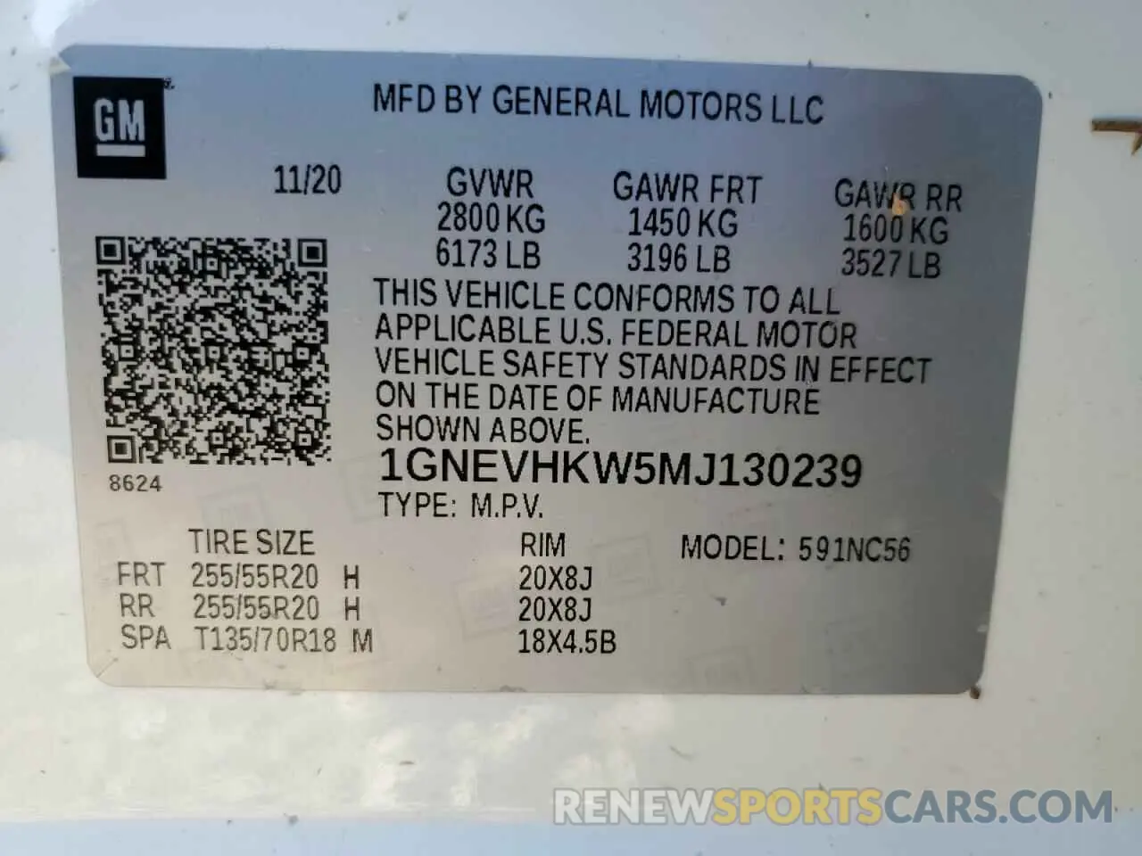 16 Photograph of a damaged car 1GNEVHKW5MJ130239 CHEVROLET TRAVERSE 2021