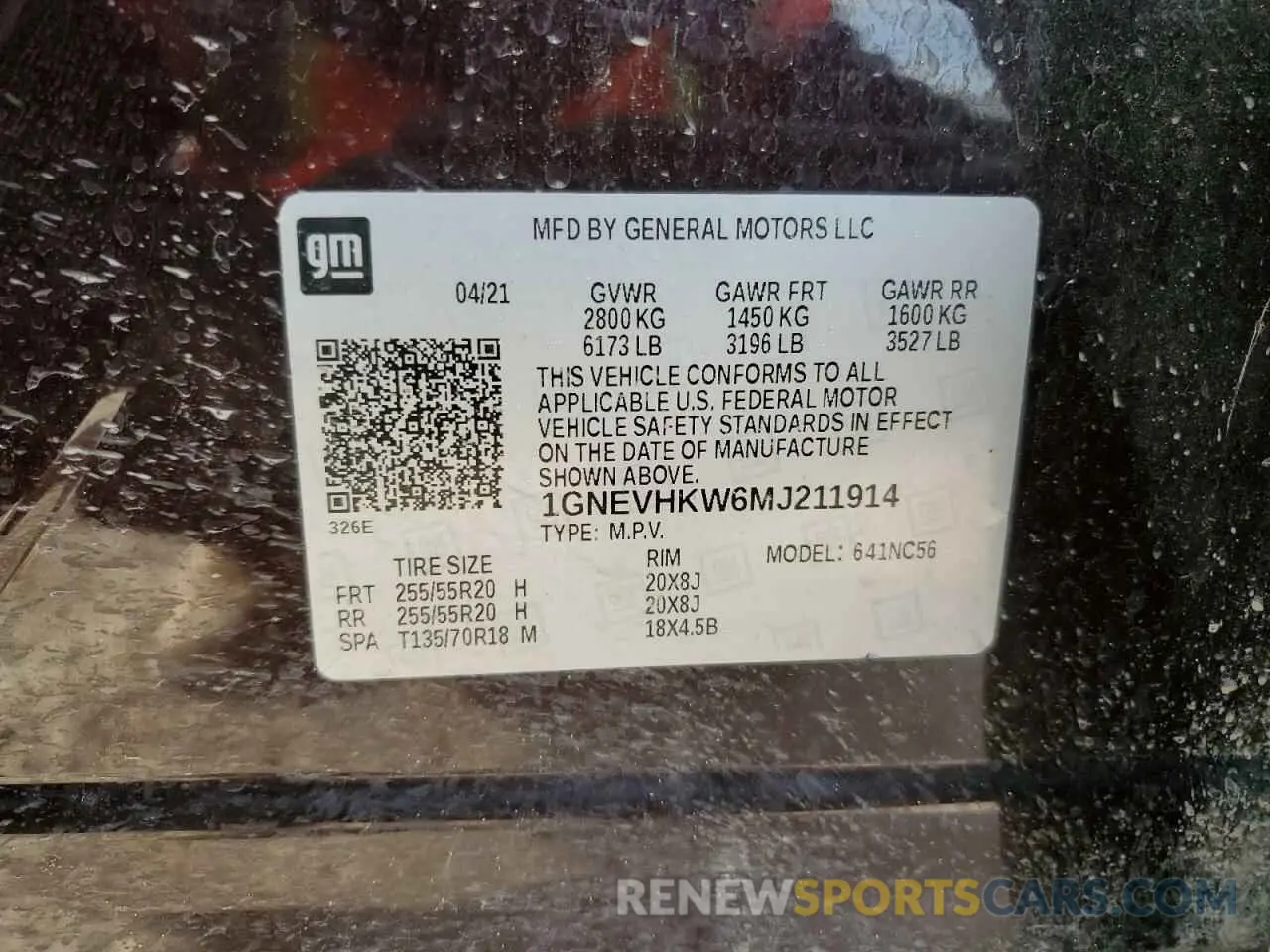 13 Photograph of a damaged car 1GNEVHKW6MJ211914 CHEVROLET TRAVERSE 2021