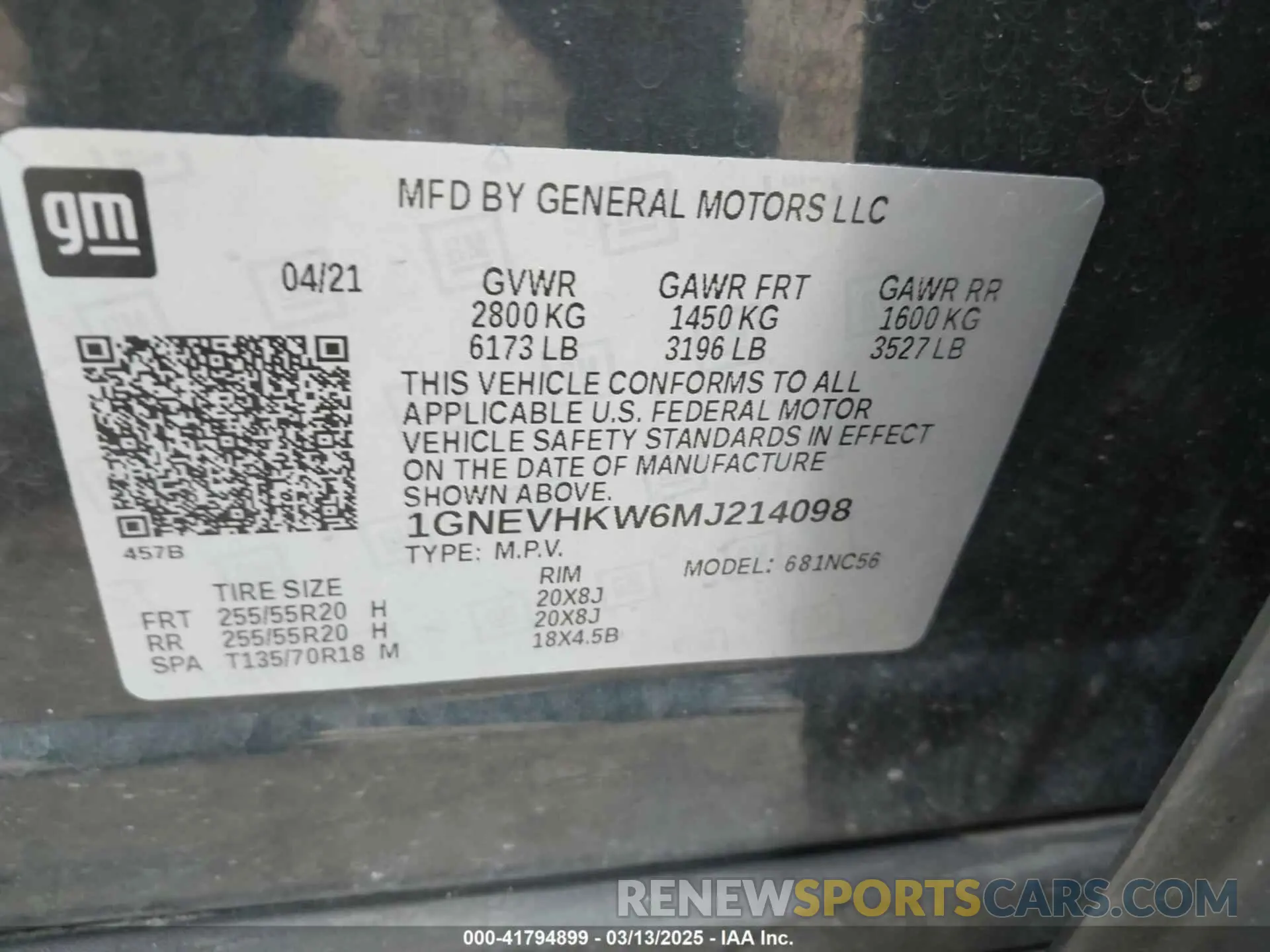 9 Photograph of a damaged car 1GNEVHKW6MJ214098 CHEVROLET TRAVERSE 2021