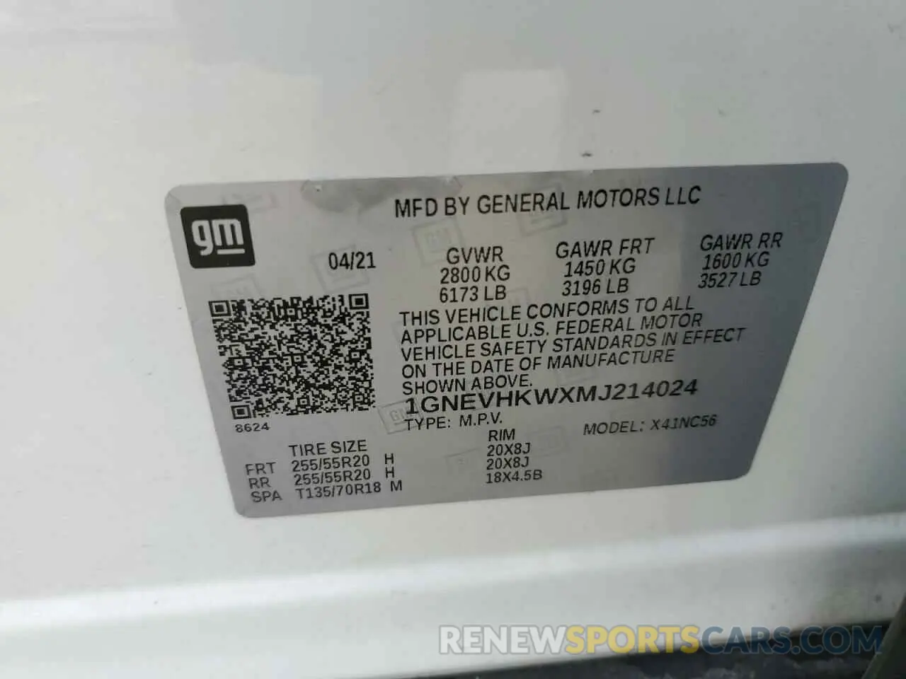 13 Photograph of a damaged car 1GNEVHKWXMJ214024 CHEVROLET TRAVERSE 2021