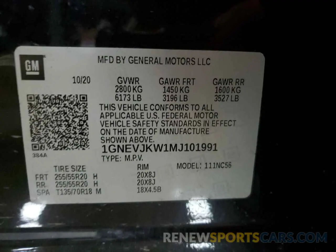 13 Photograph of a damaged car 1GNEVJKW1MJ101991 CHEVROLET TRAVERSE 2021