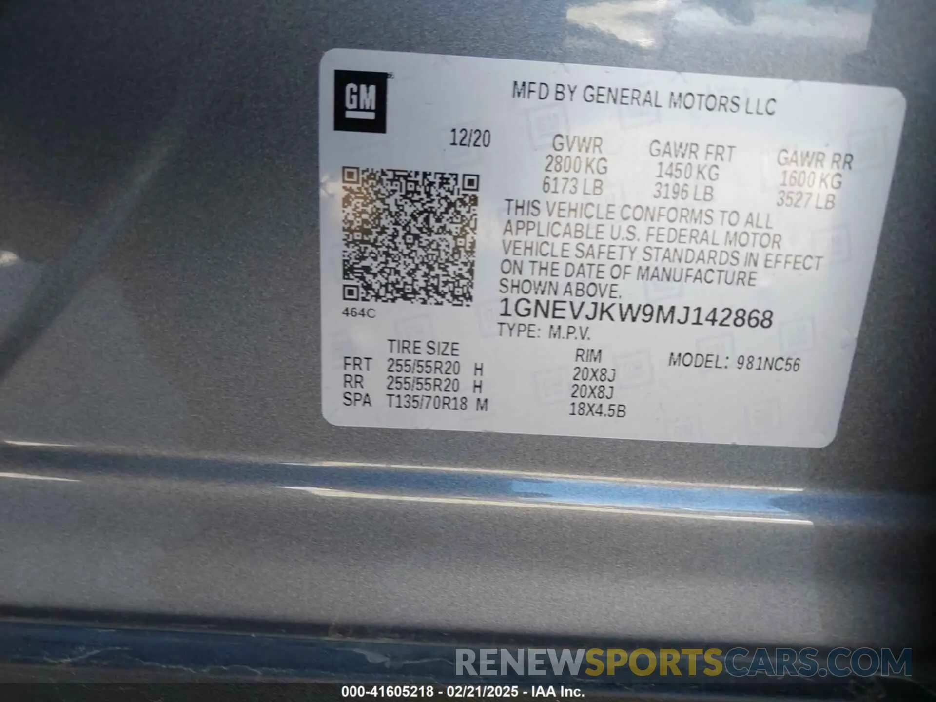 9 Photograph of a damaged car 1GNEVJKW9MJ142868 CHEVROLET TRAVERSE 2021