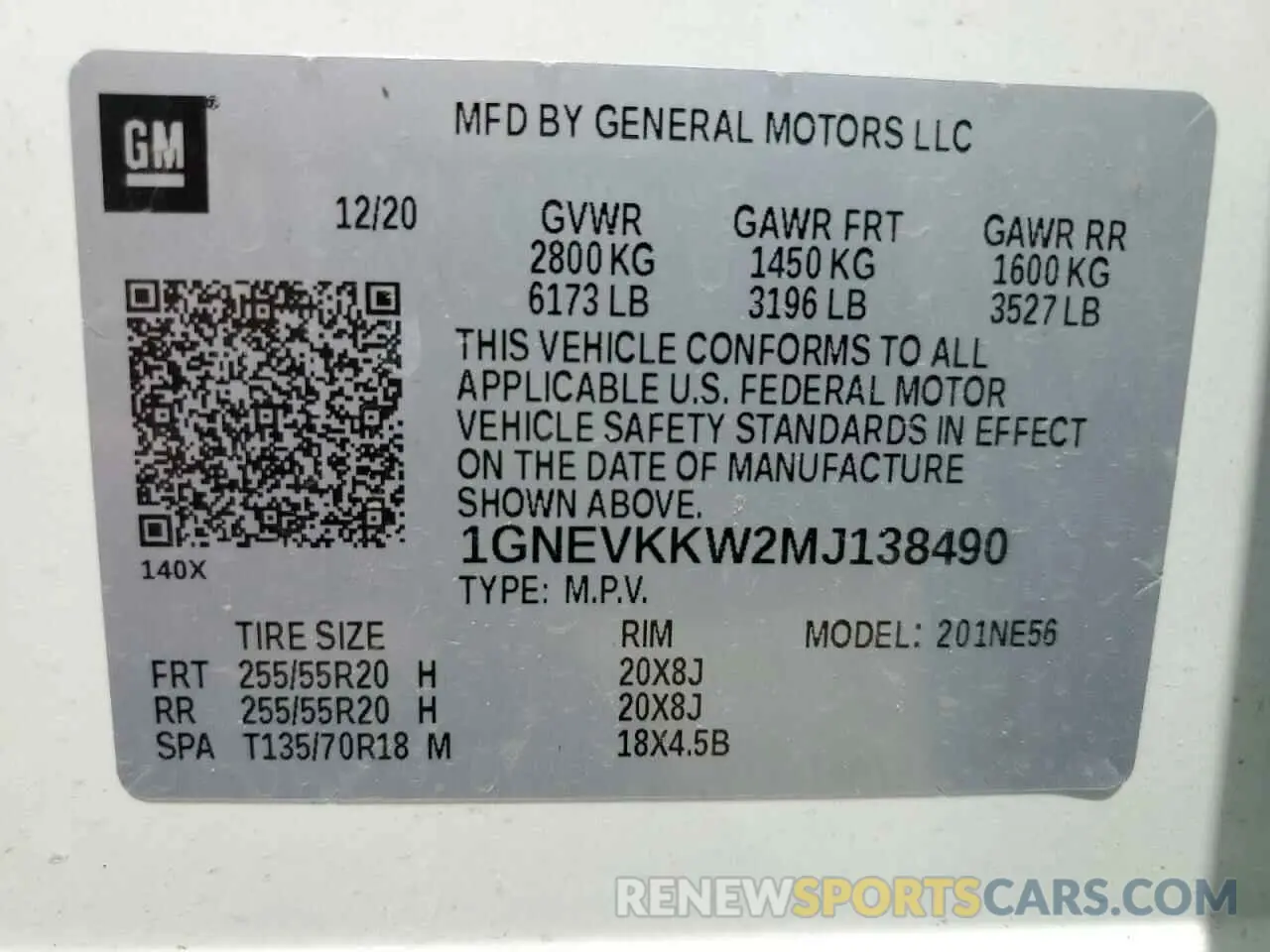 13 Photograph of a damaged car 1GNEVKKW2MJ138490 CHEVROLET TRAVERSE 2021