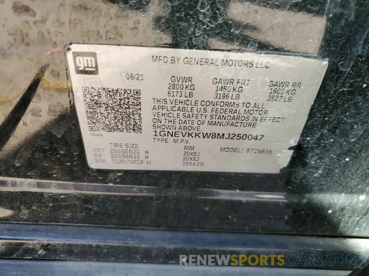 13 Photograph of a damaged car 1GNEVKKW8MJ250047 CHEVROLET TRAVERSE 2021