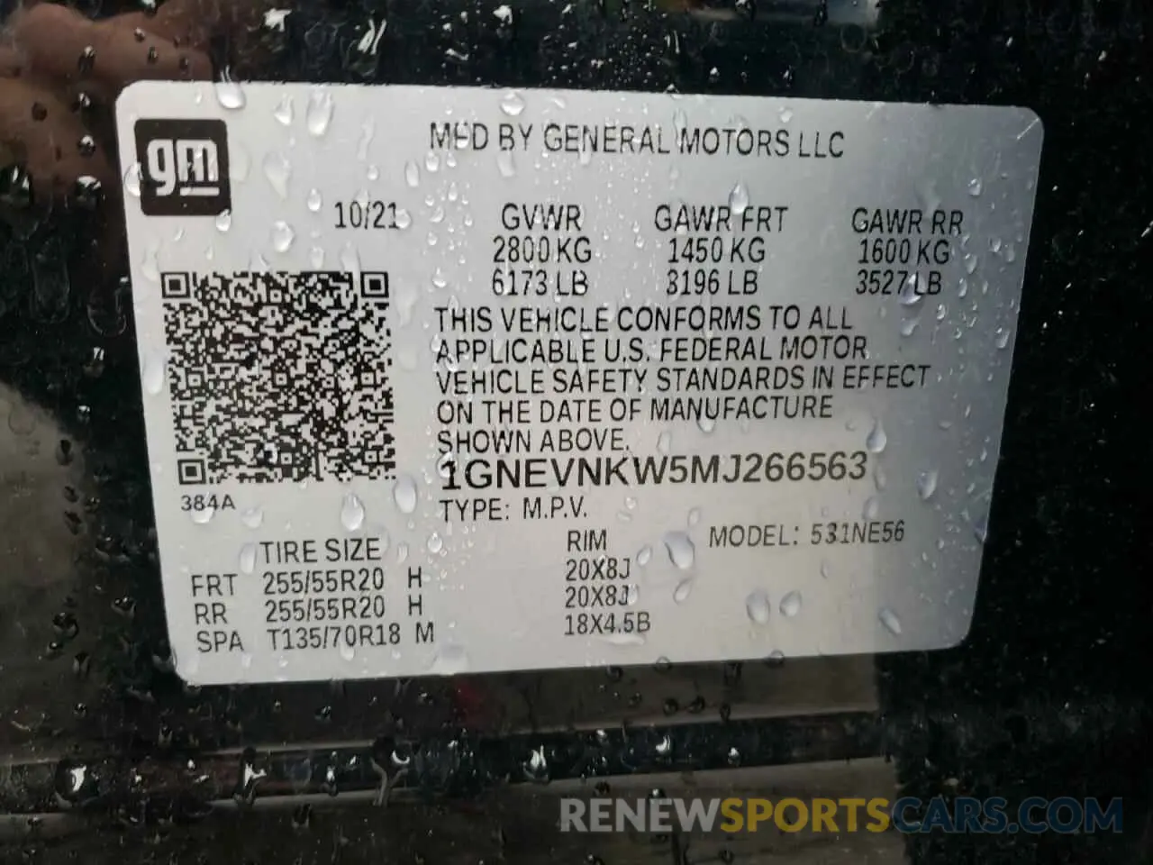 14 Photograph of a damaged car 1GNEVNKW5MJ266563 CHEVROLET TRAVERSE 2021
