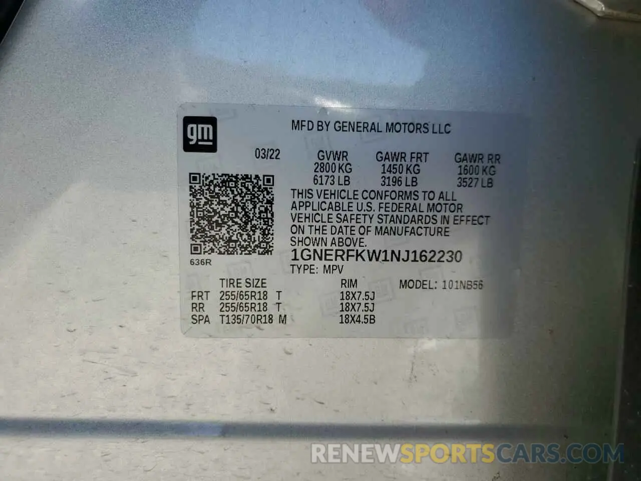 13 Photograph of a damaged car 1GNERFKW1NJ162230 CHEVROLET TRAVERSE 2022