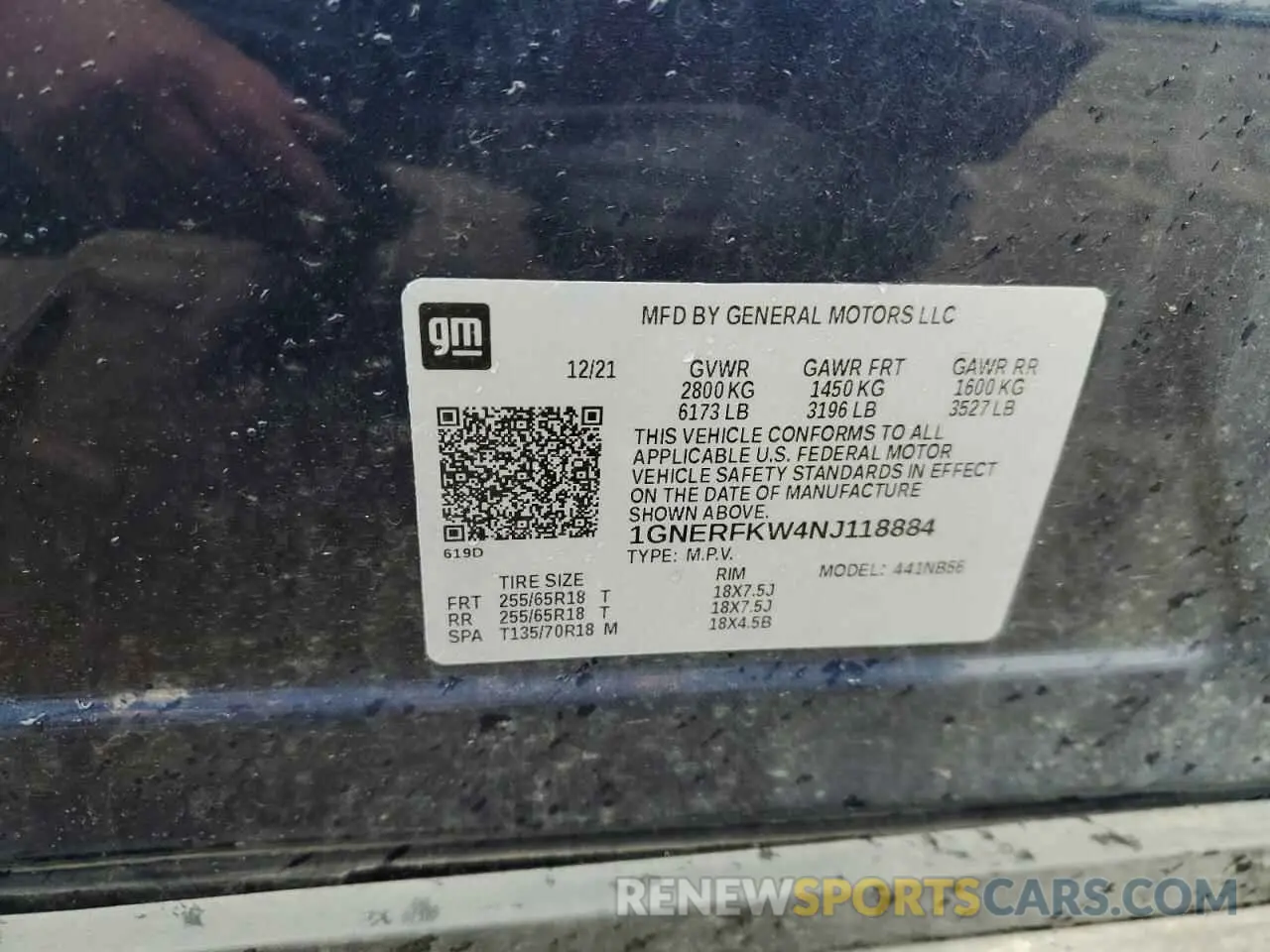 13 Photograph of a damaged car 1GNERFKW4NJ118884 CHEVROLET TRAVERSE 2022